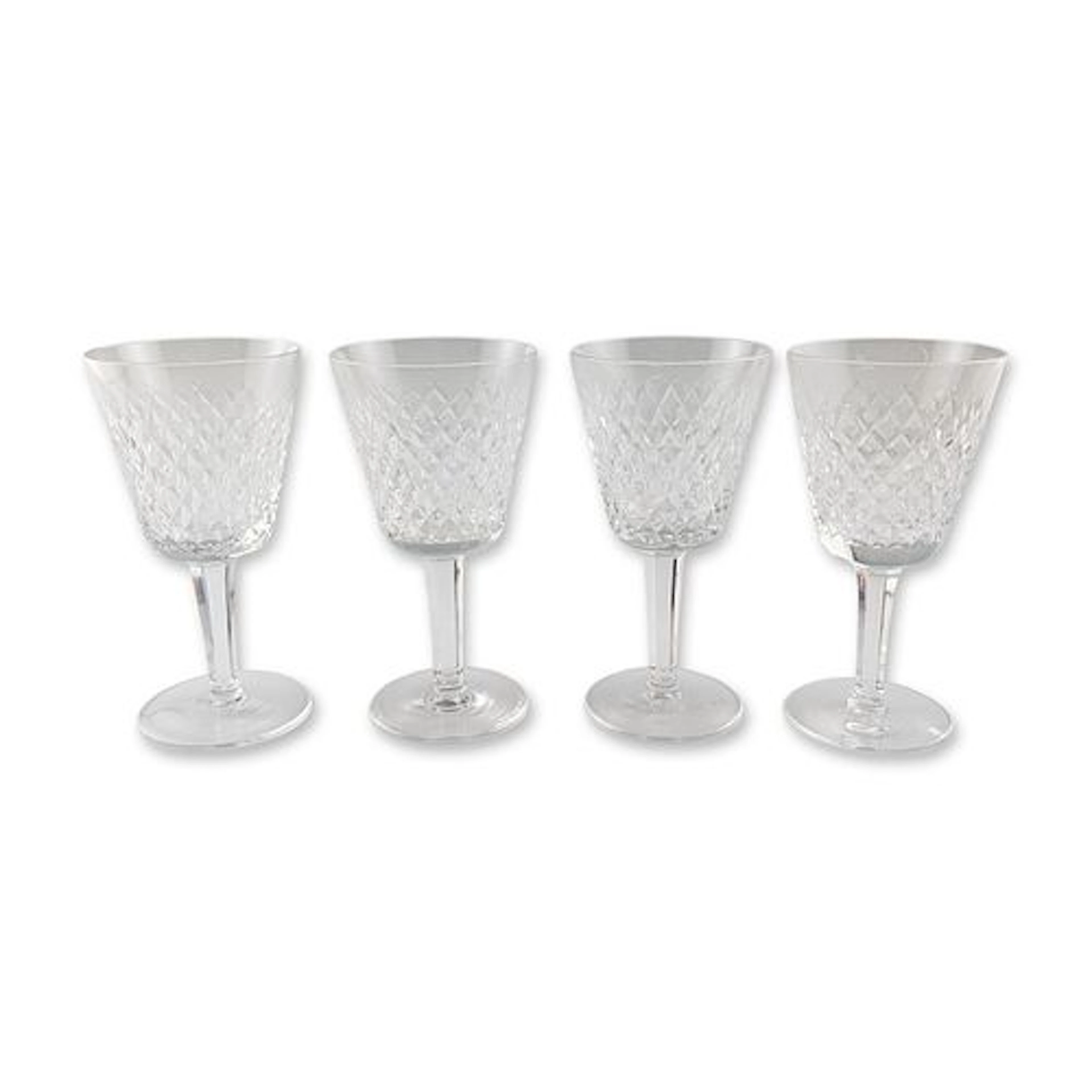4pc Waterford Alana Pattern Crystal Stemware Wine Glasses Set