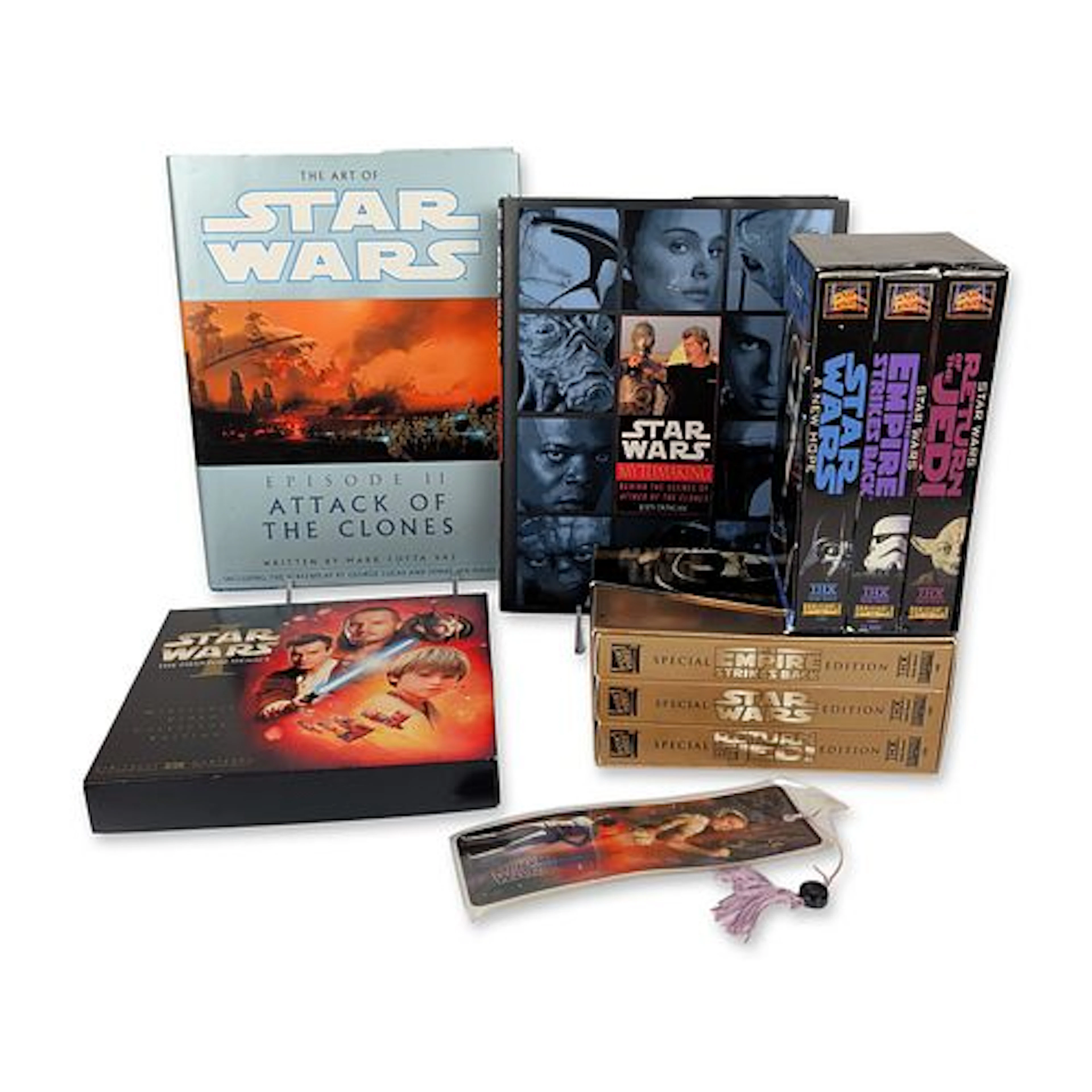 6pc Star Wars Original and Prequel Trilogy Books and VHS Box Sets