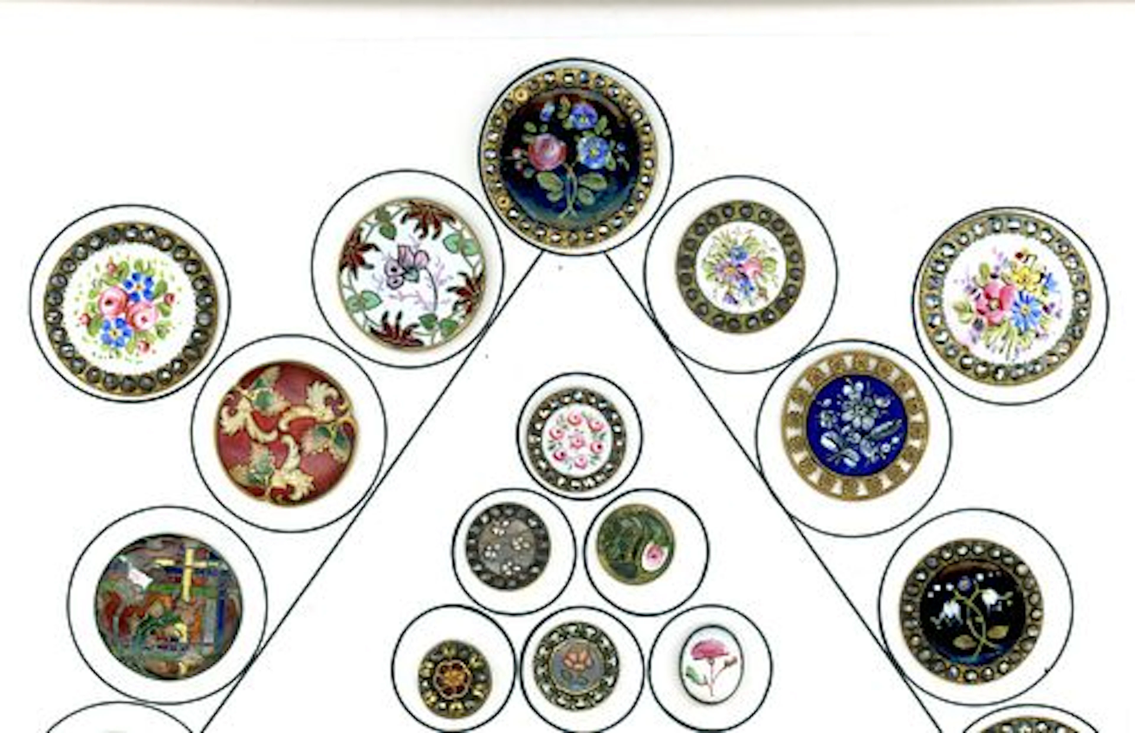 A PARTIAL CARD OF DIVISION 0NE ENAMEL BUTTONS