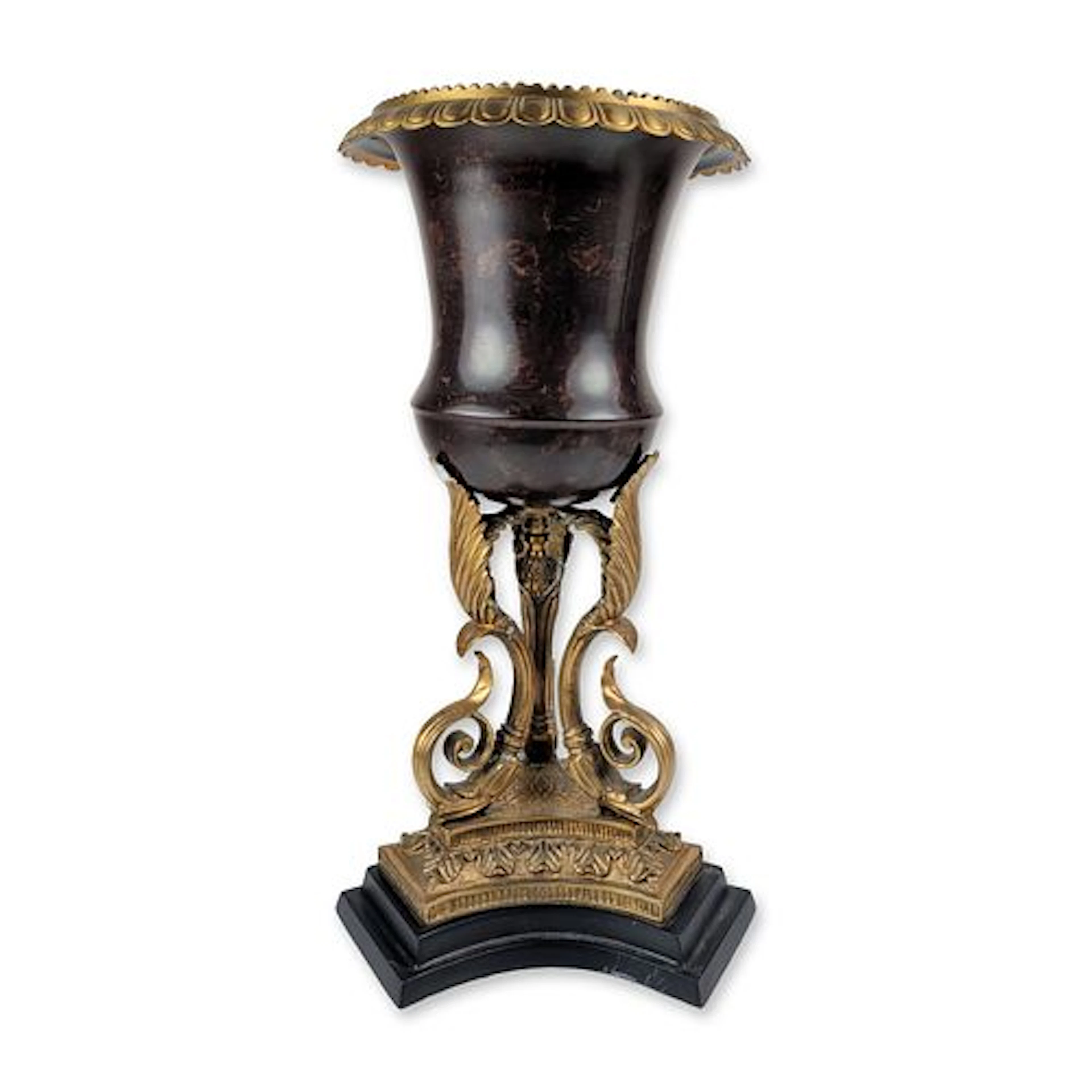 French Empire Style Gilt Metal and Hardstone Tripod Urn
