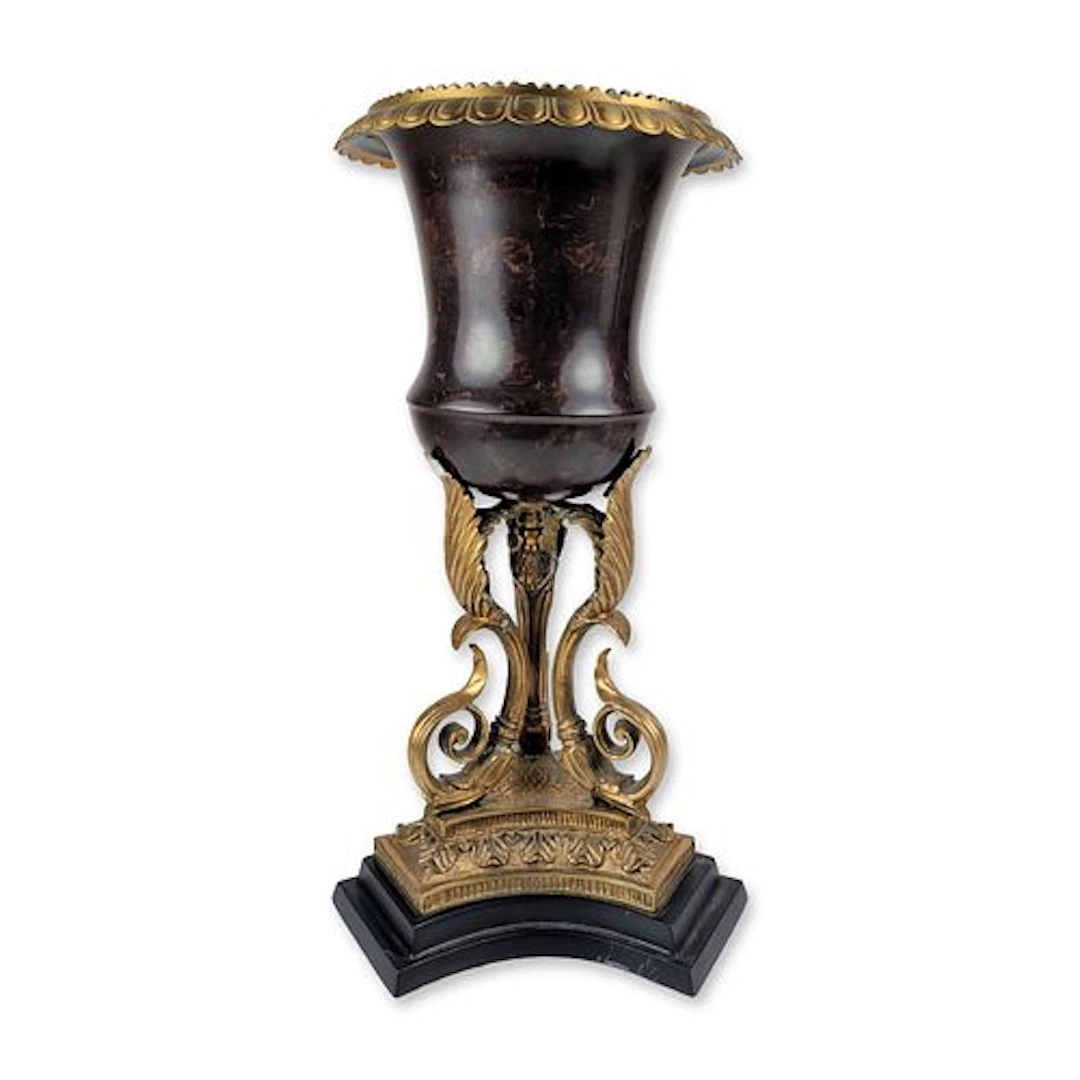 French Empire Style Gilt Metal and Hardstone Tripod Urn