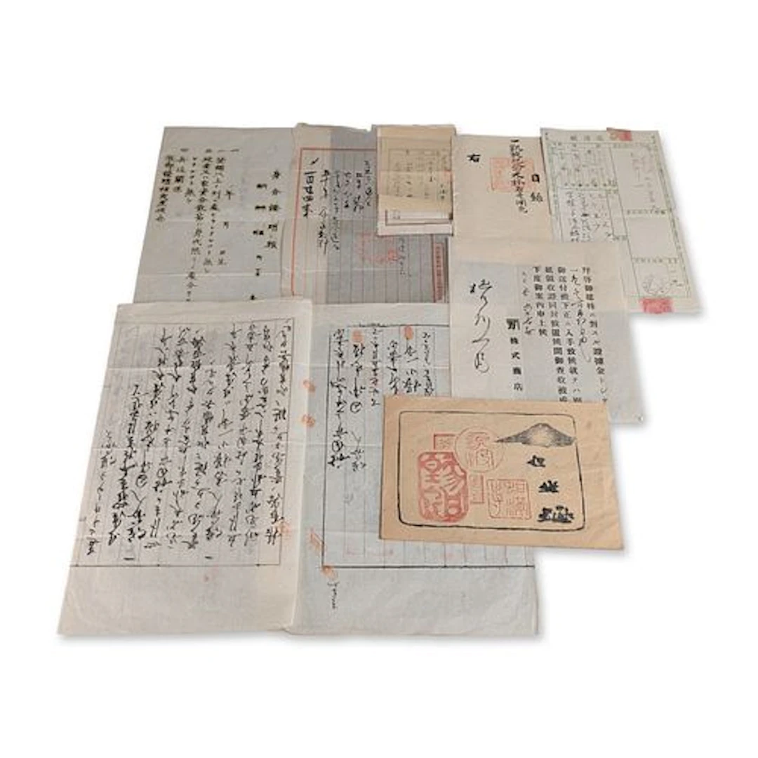 20pc Japanese Ephemera and Documents Including Meiji and Taisho Eras
