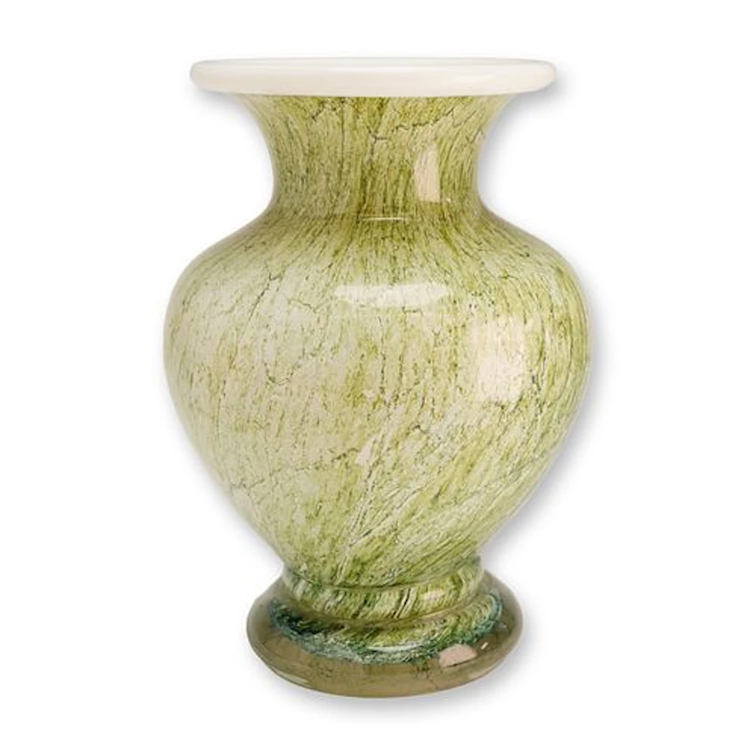 Jozefina Krosno Marbled Green Art Glass Vase