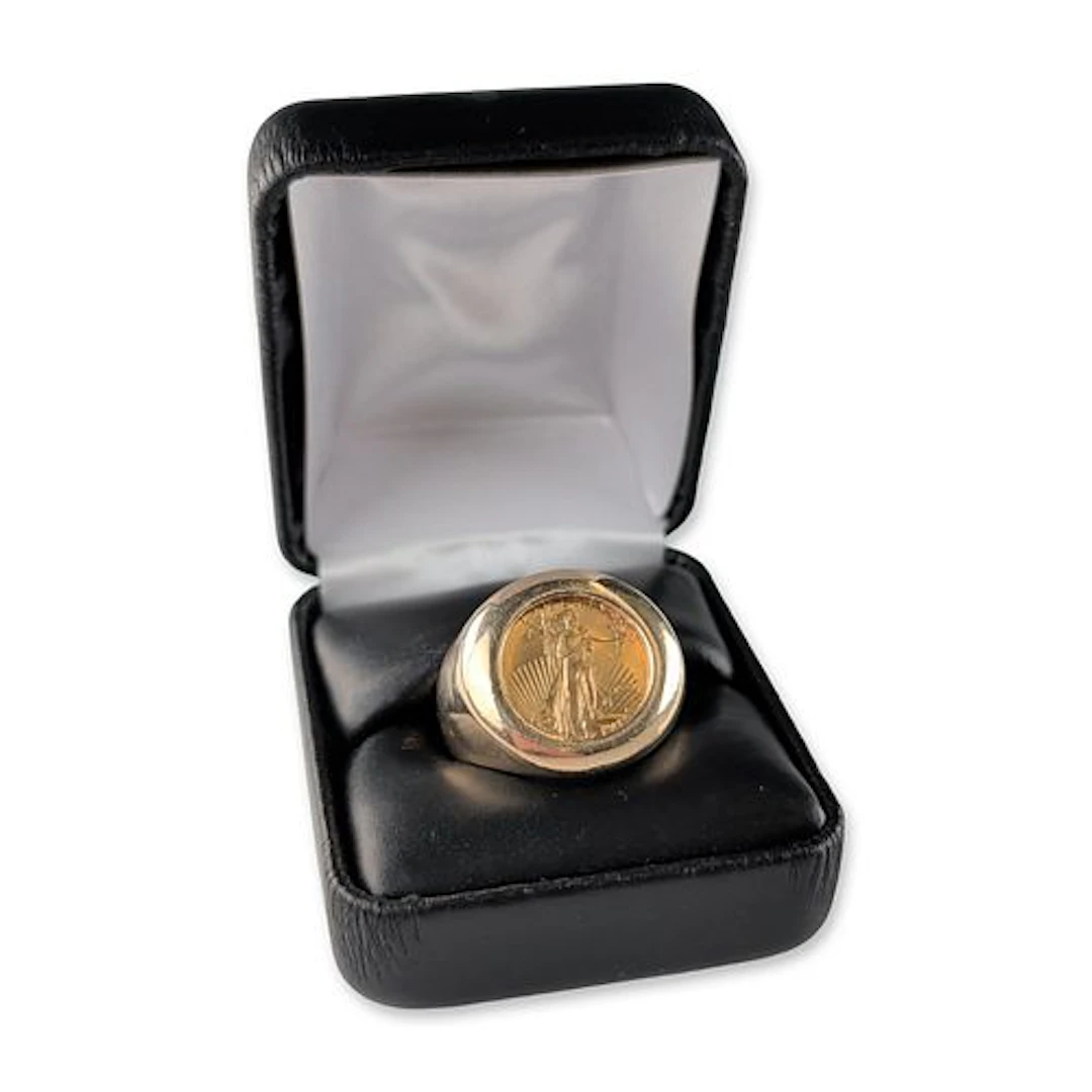 14K Yellow Gold American Eagle Coin Ring