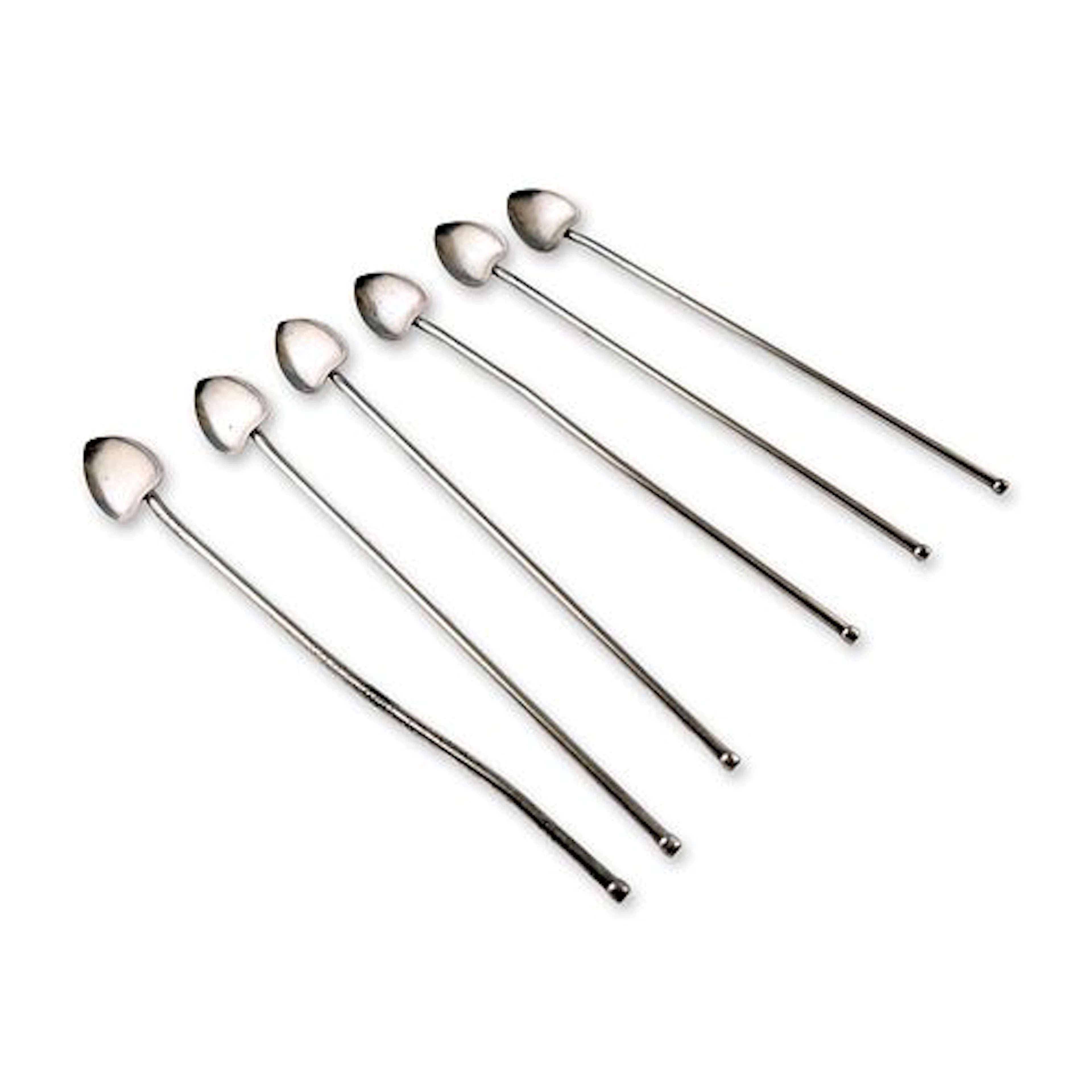 6pc Silver-Toned Ice Tea or Cocktail Heart Shaped Spoons