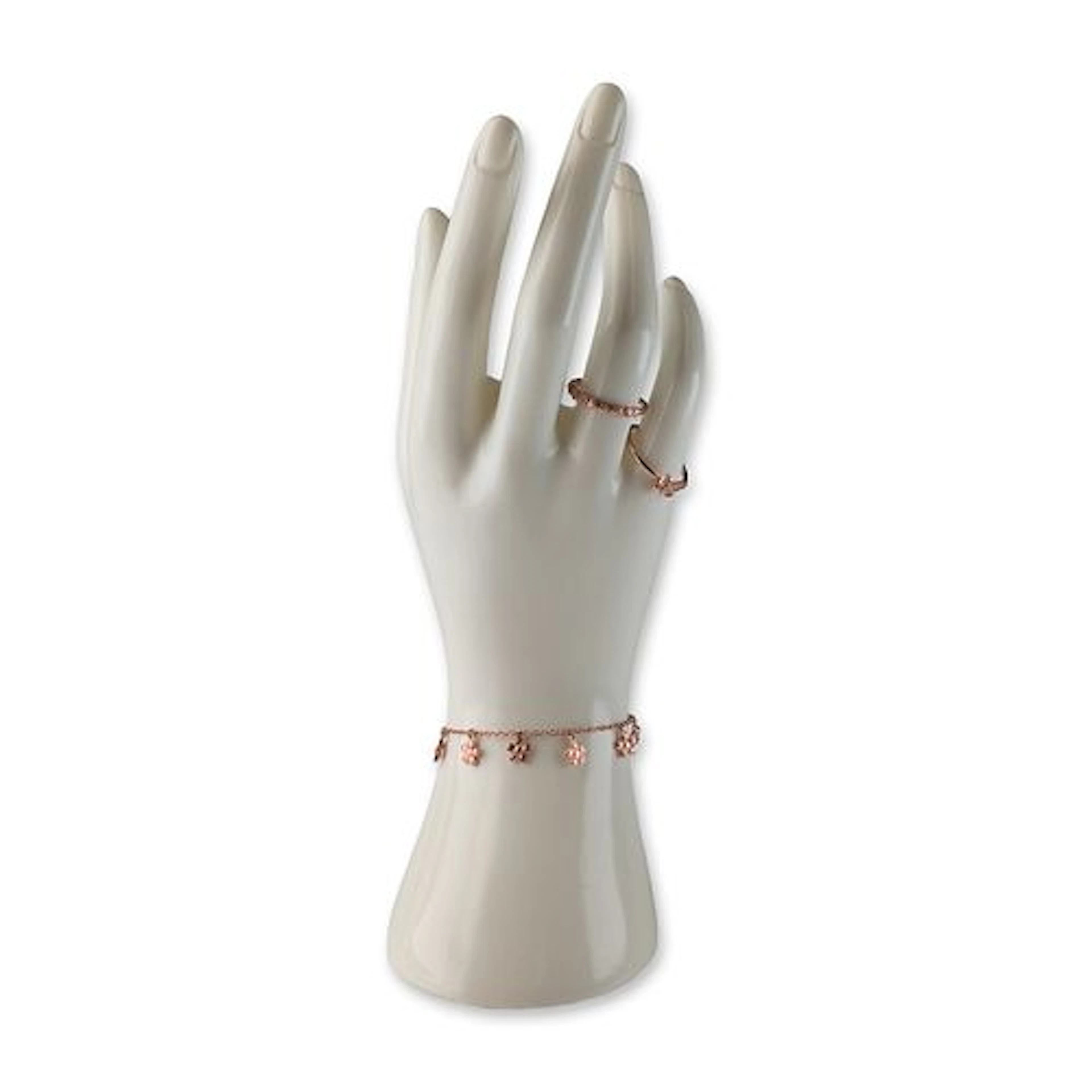 3pc Pura Vida Rose Tone Butterfly and Floral Bracelet and Rings