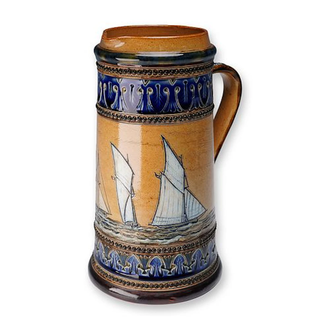 Doulton Lambeth by Edgar Wilson Stoneware Jug, Maritime