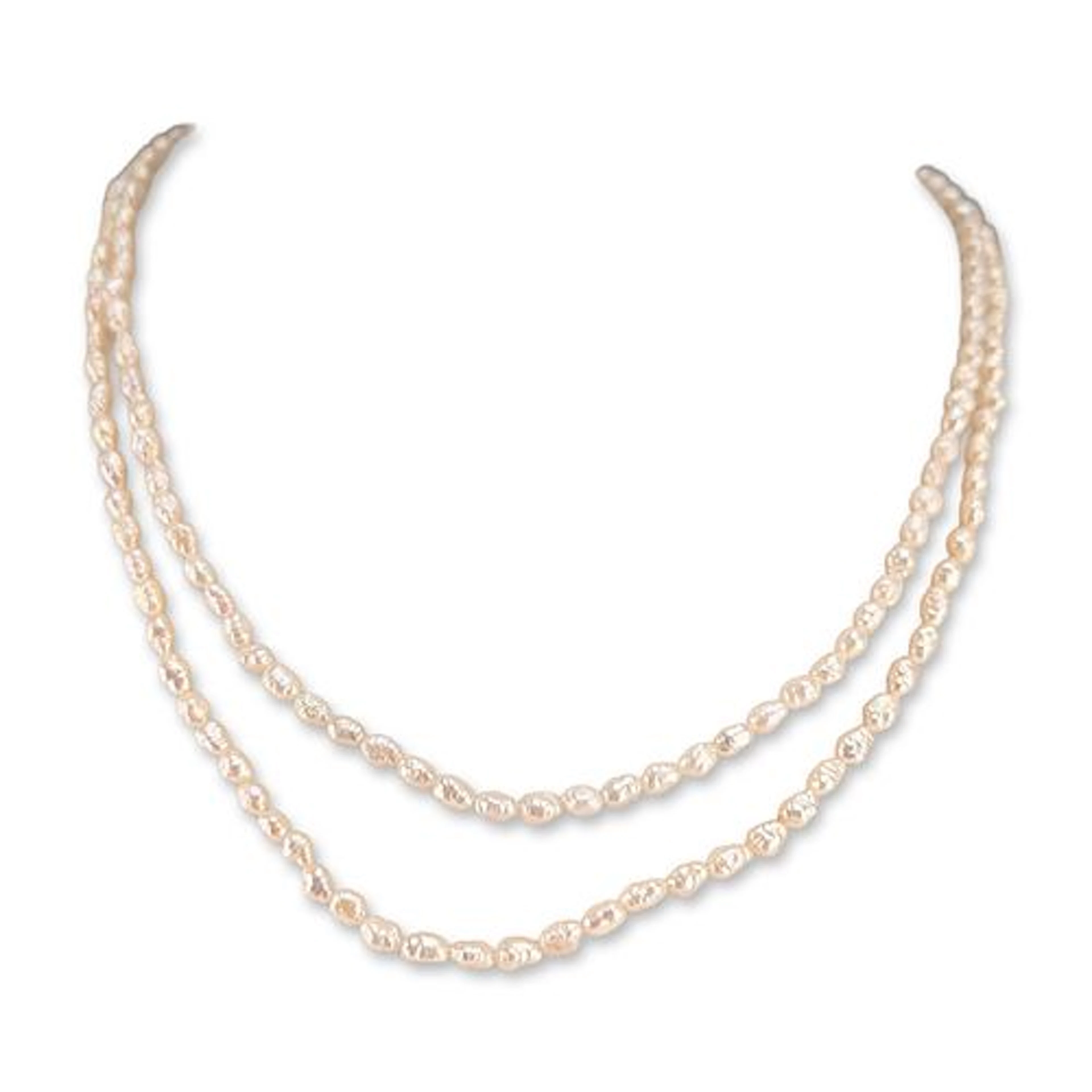 14K Yellow Gold Double Strand Baroque Pearl Necklace