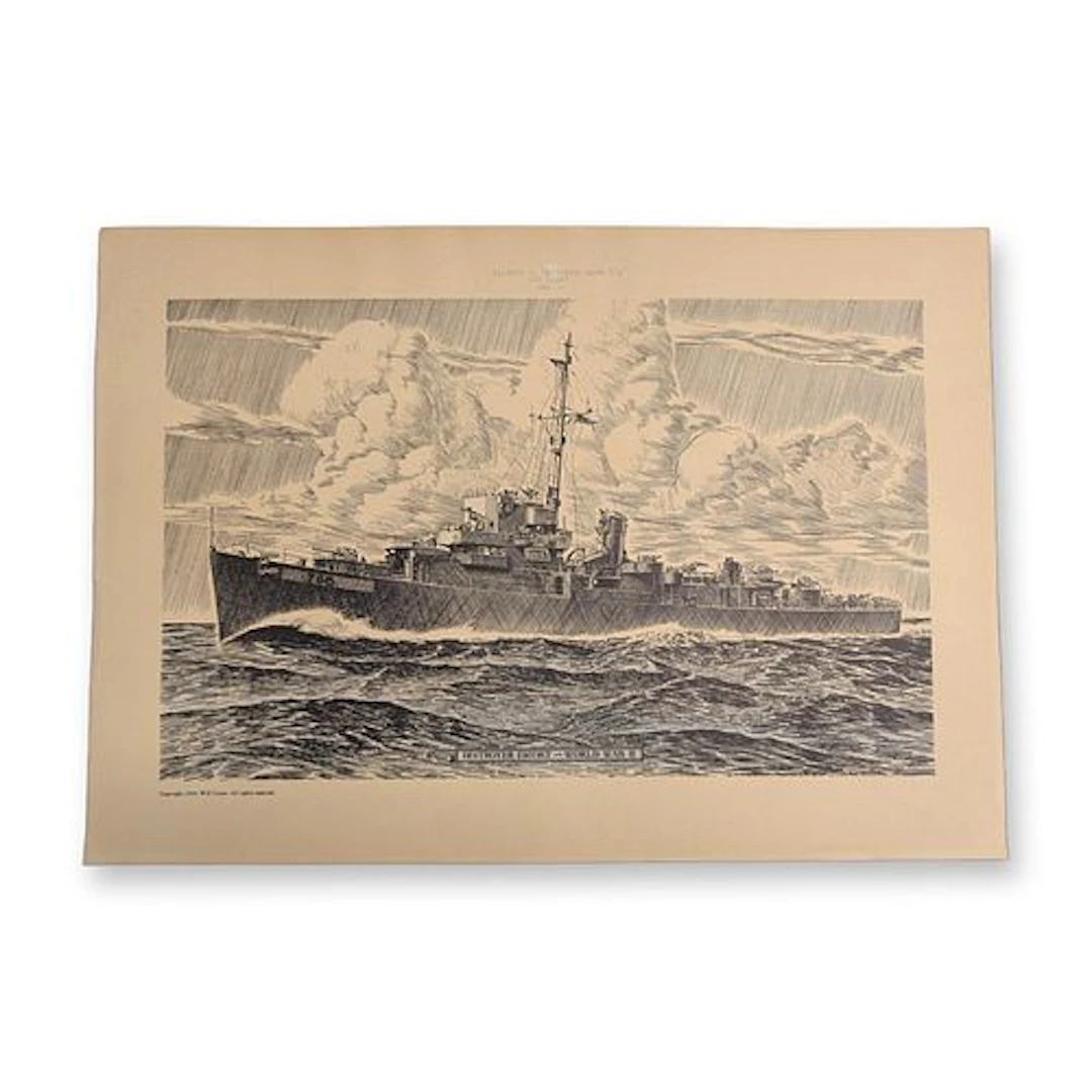 Will Cressy, WWII Commemoration Naval Print on Paper, Destroyer Escort
