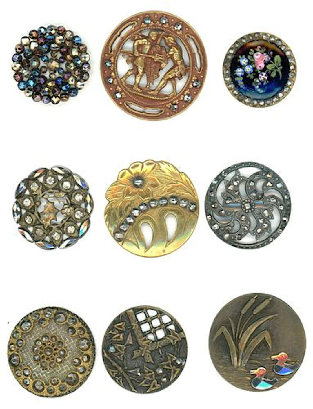 A SMALL CARD OF DIVISION ONE CUT STEEL OME BUTTONS