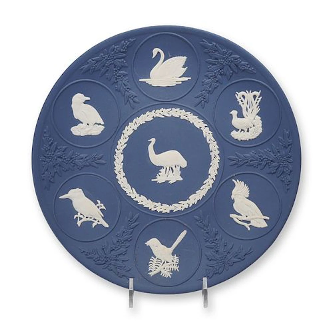 Wedgwood Blue Jasperware Limited Edition Australian Birds Plate