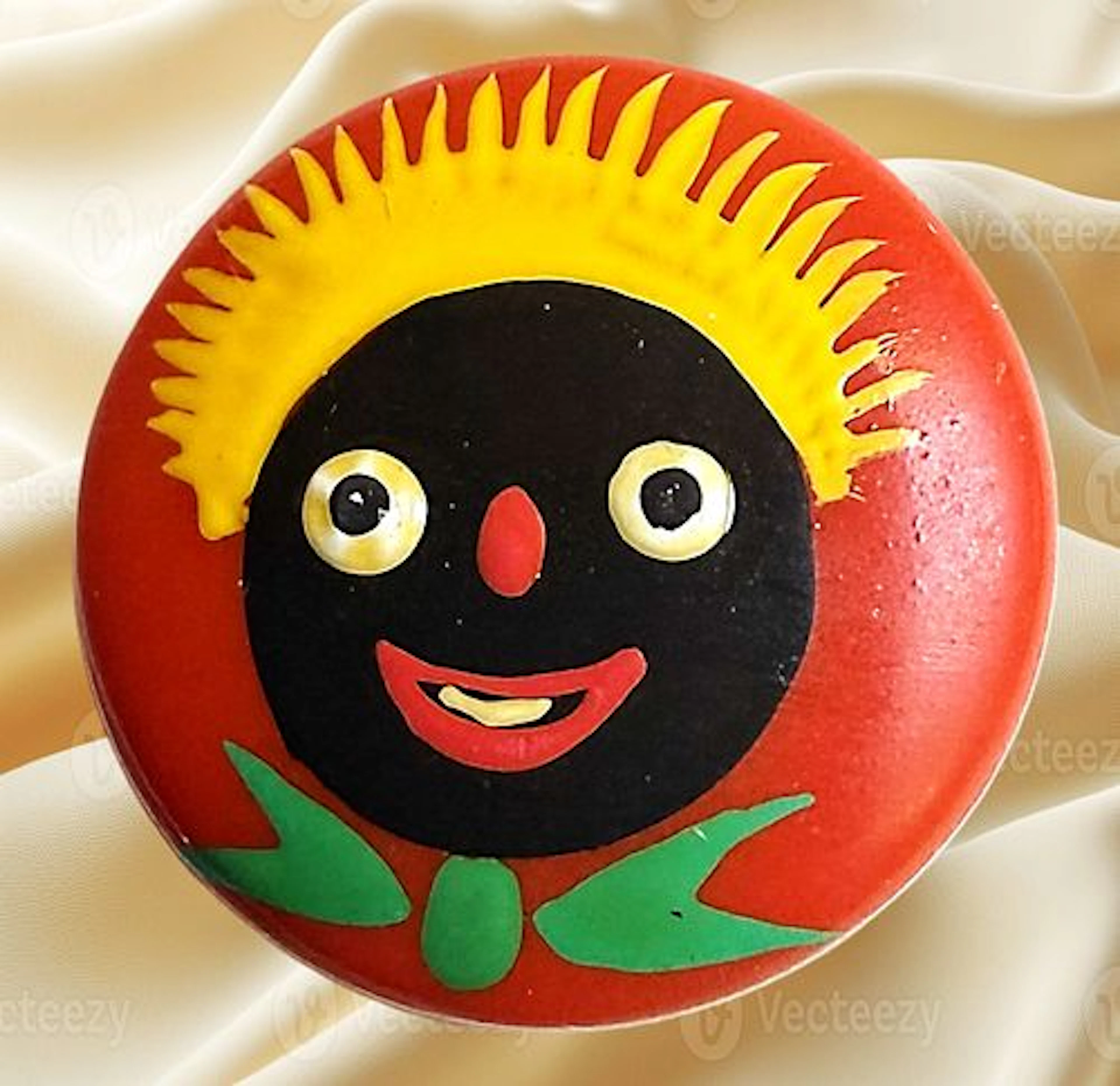 A DIVISION THREE HAND PAINTED CASEIN PICTORIAL BUTTON