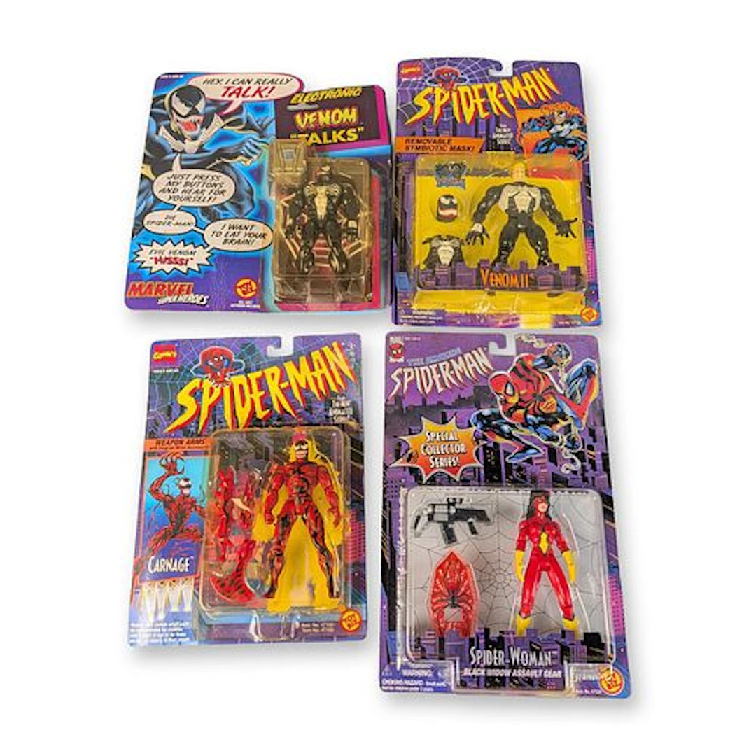 4pc Toy Biz Marvel Comics Spider-Man and Venom Action Figurines