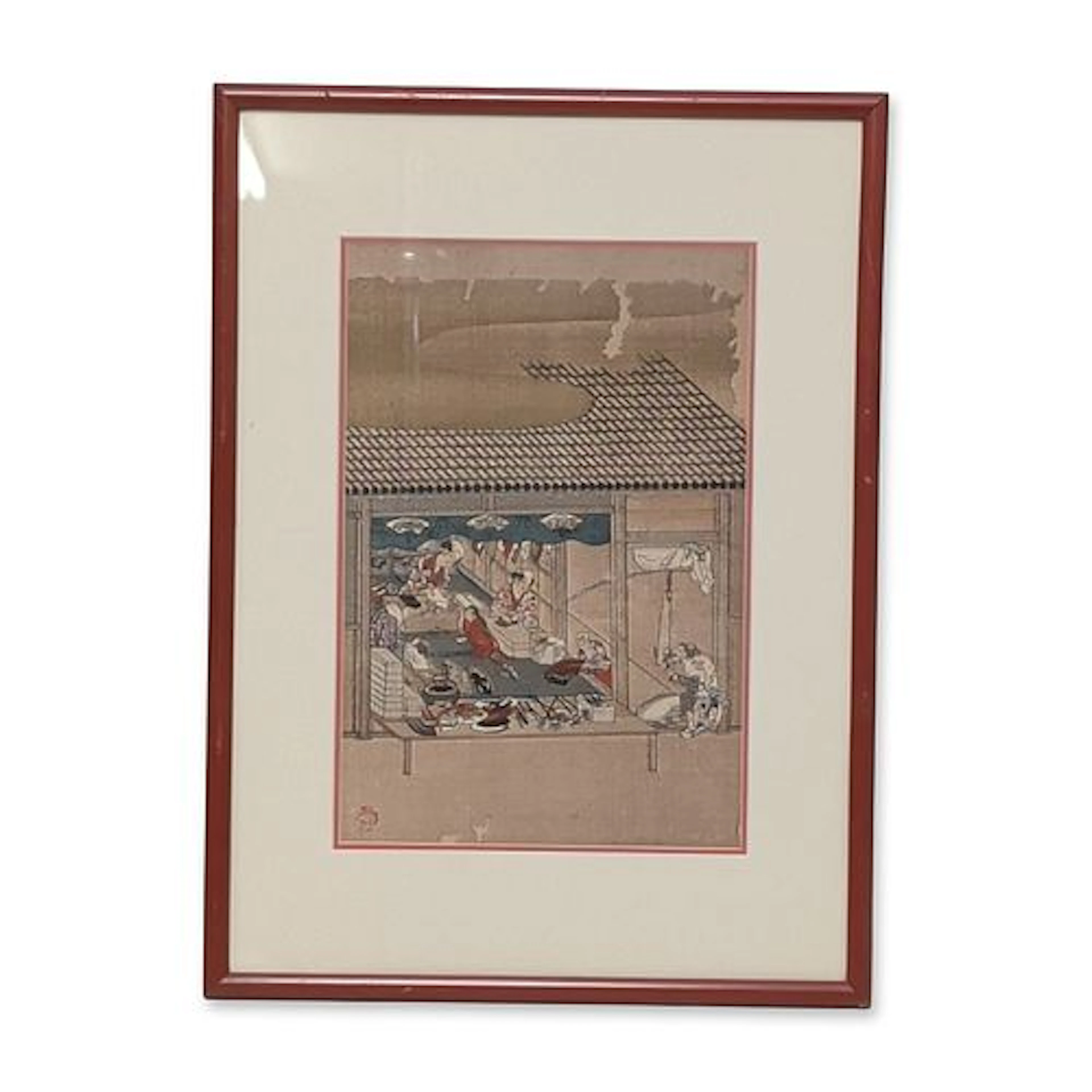 After Tosa Mitsuoki (Japanese, 1617-1691), Woodcut on Paper, Fan Maker