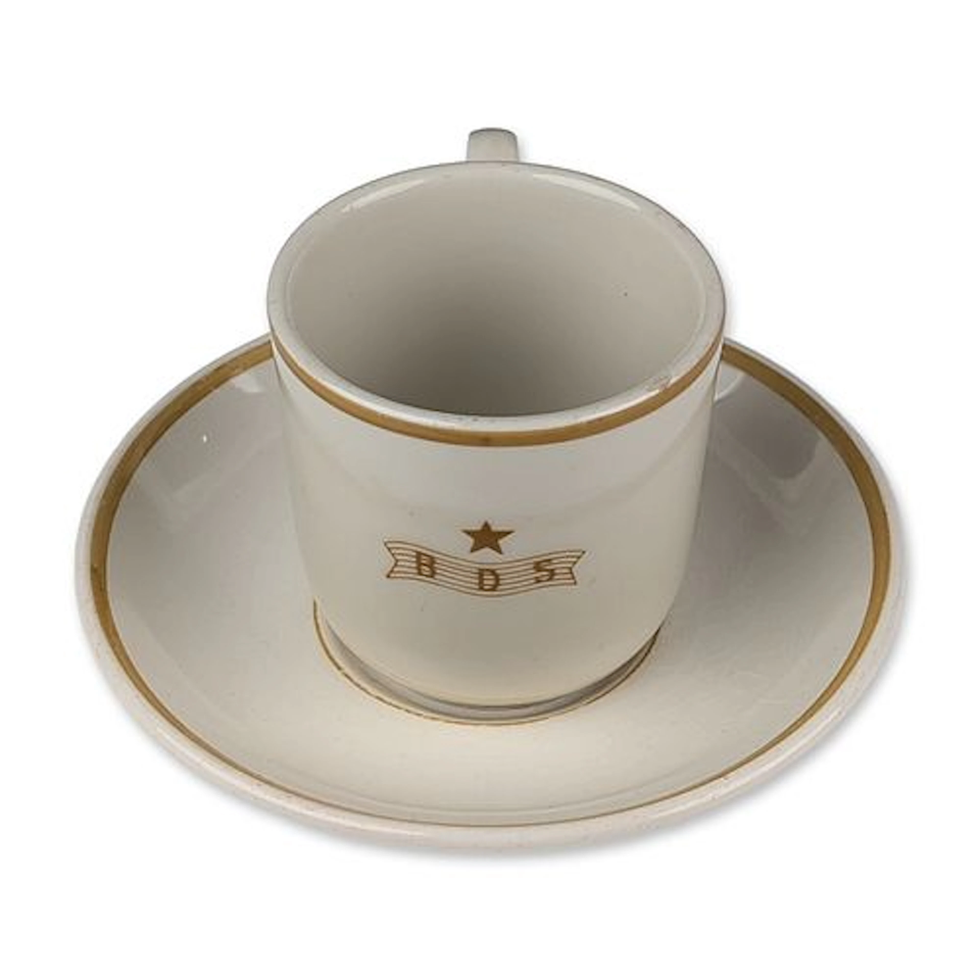 2pc Porsgrund and Dunn Bennett BDS Ironstone Demitasse Cup and Saucer Set