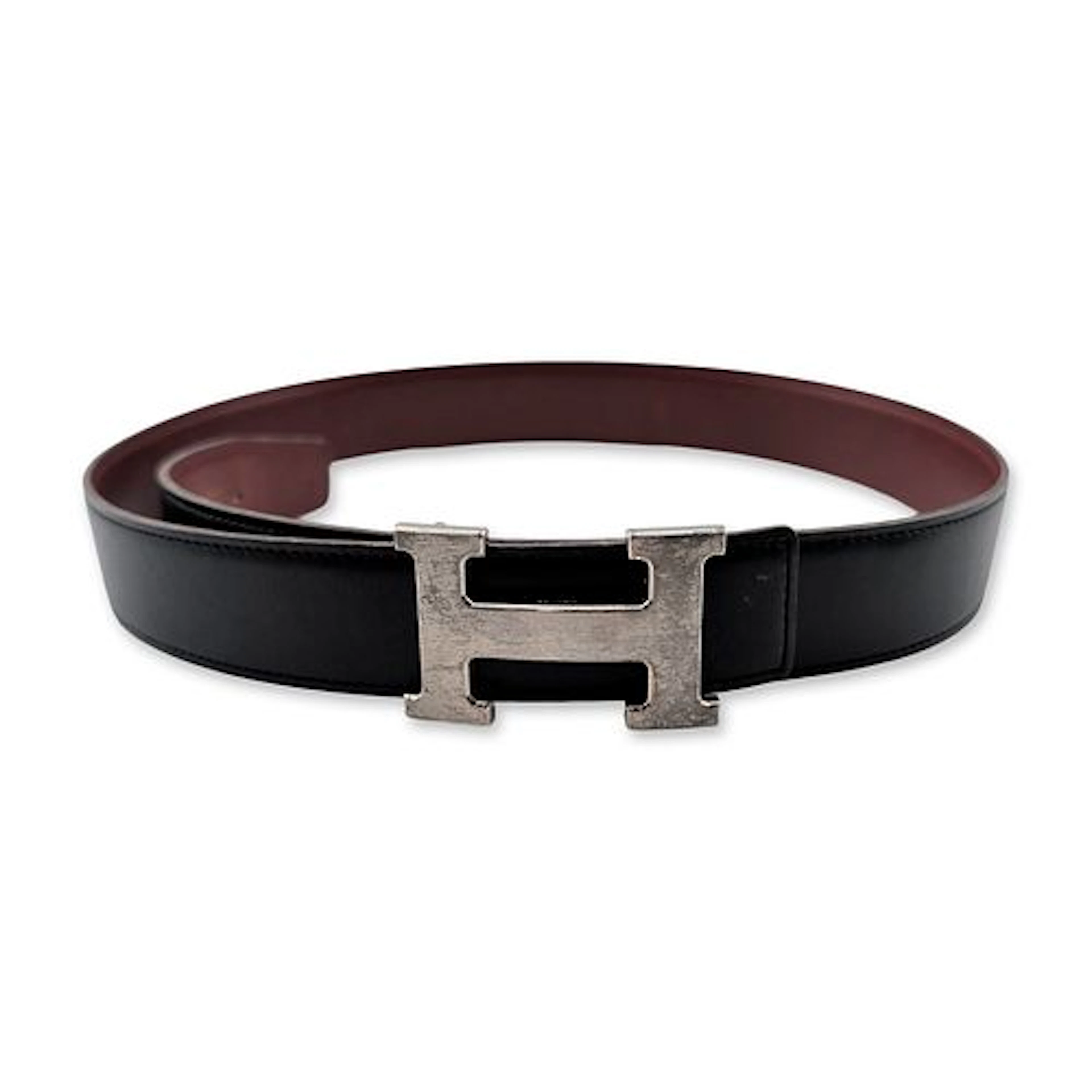 Hermes Reversible Leather Belt with H Buckle