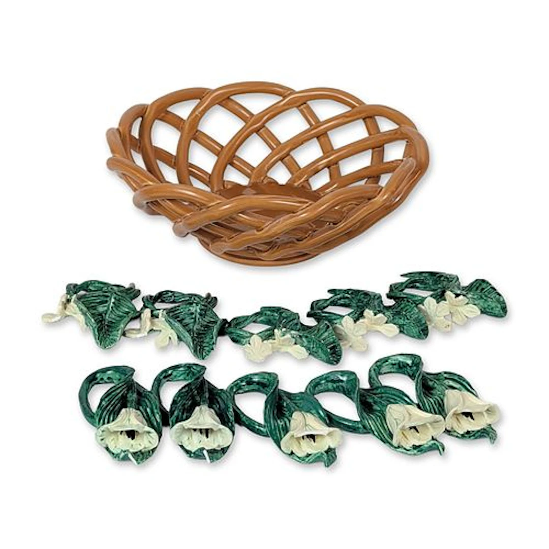 11pc Judith Eloise Hooper for Two's Company Napkin Rings and Casafina