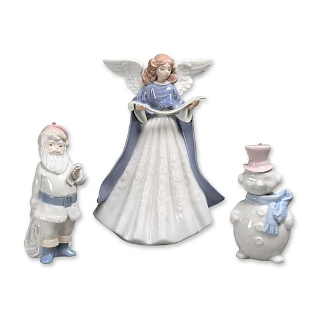 3pc Lladro Porcelain Holiday Figurine Including Angel of the Stars