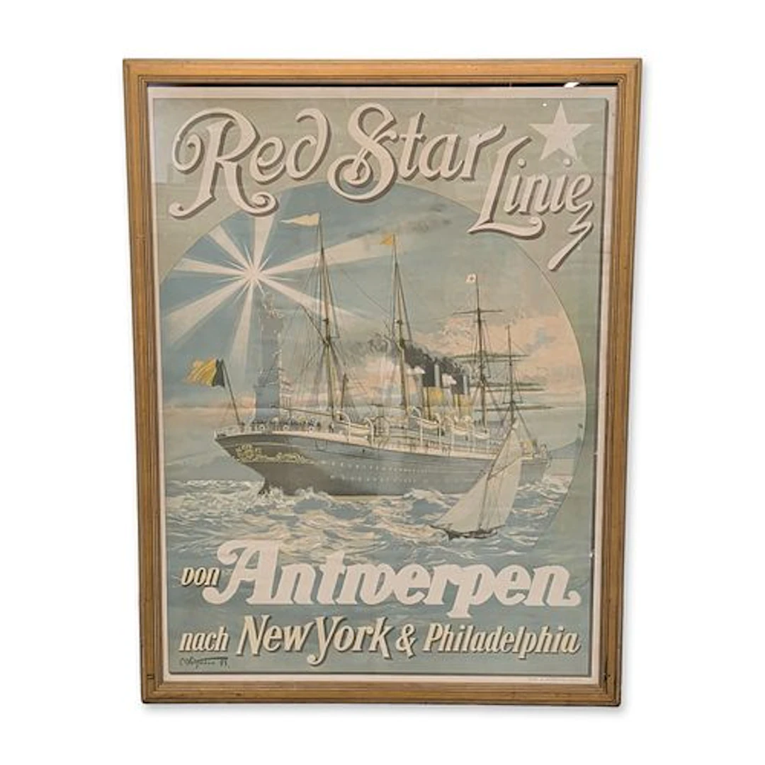 Carl Salzmann (German, 1847-1923) Red Star Line Advertising Lithographic