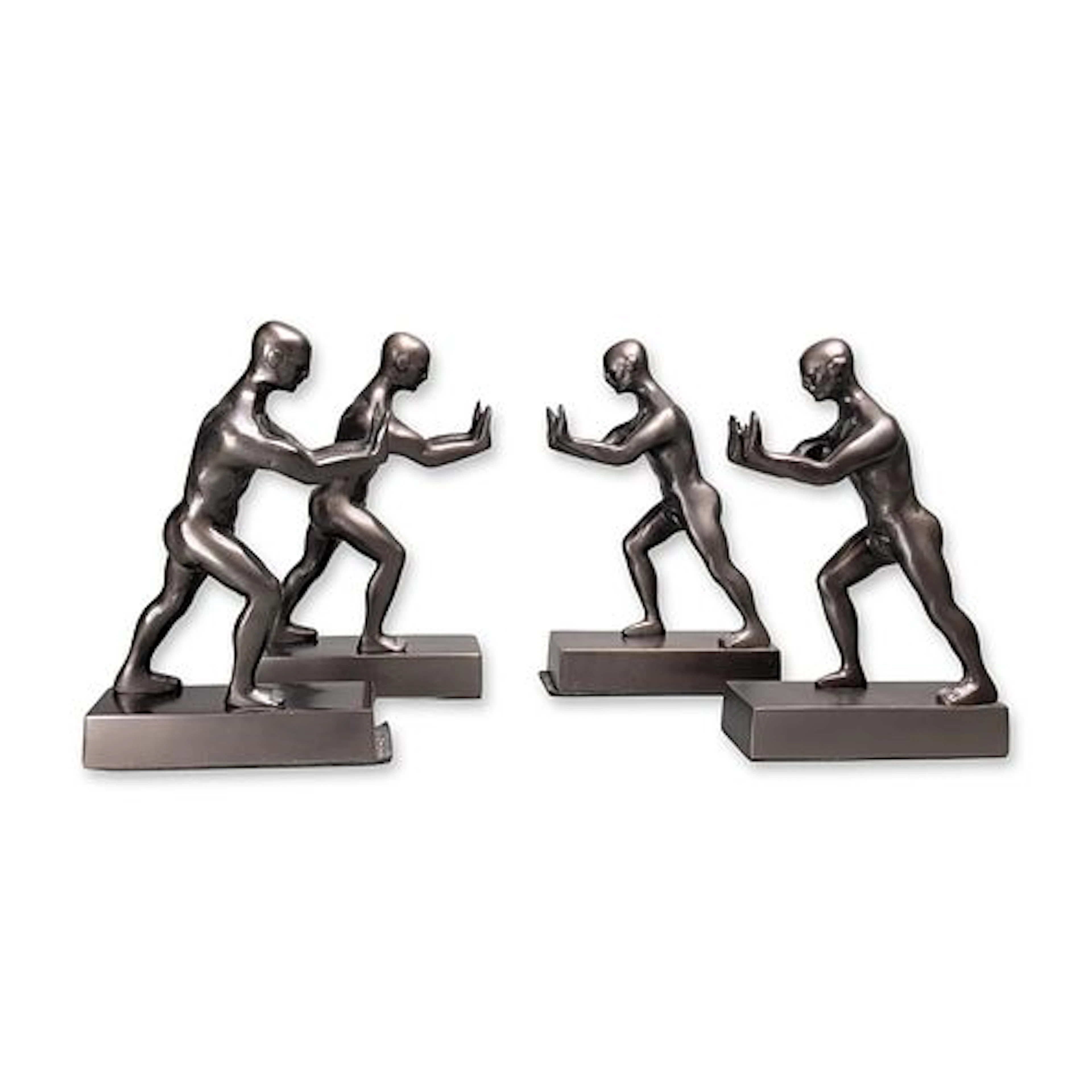 4pc Restoration Hardware Set of Four Athletic Man Metal Bookends
