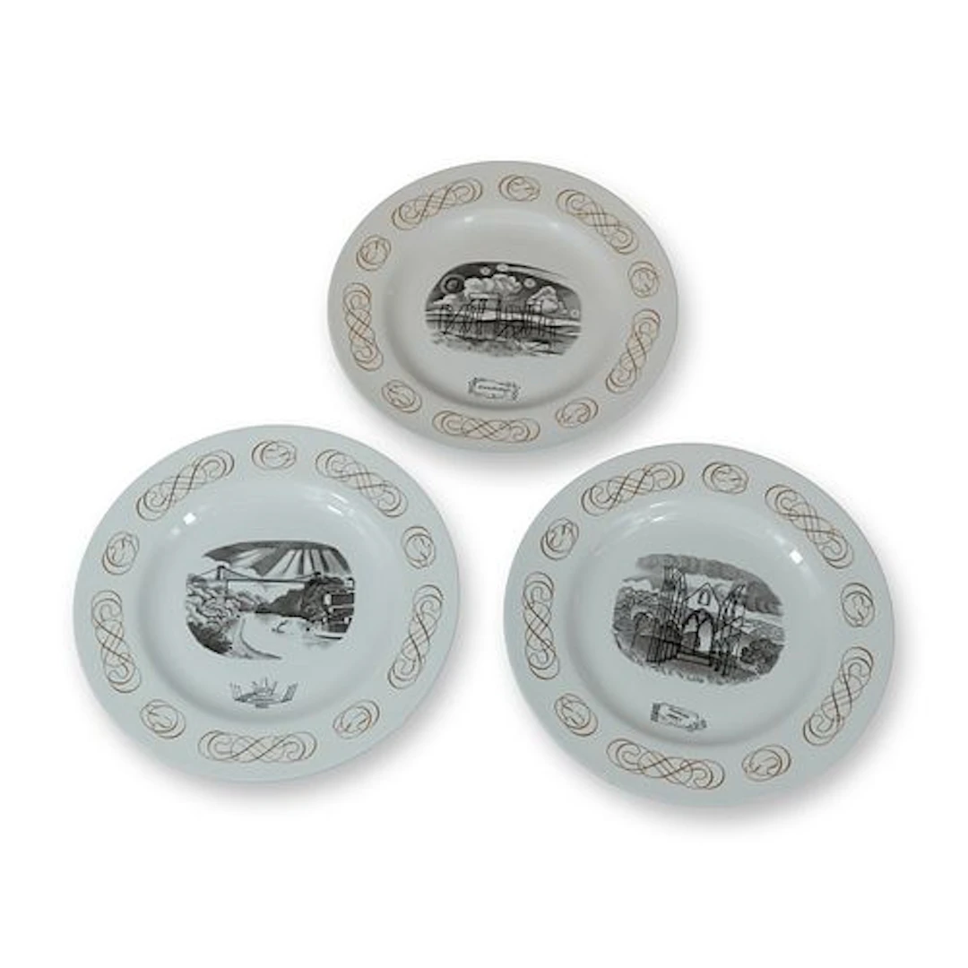 3pc Wedgwood Outlines of Grandeur Plates Designed by Laurence Whistler