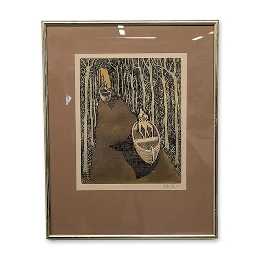 Lars Bo (Danish/French 1924-1999) Color Etching on Paper, Surrealist