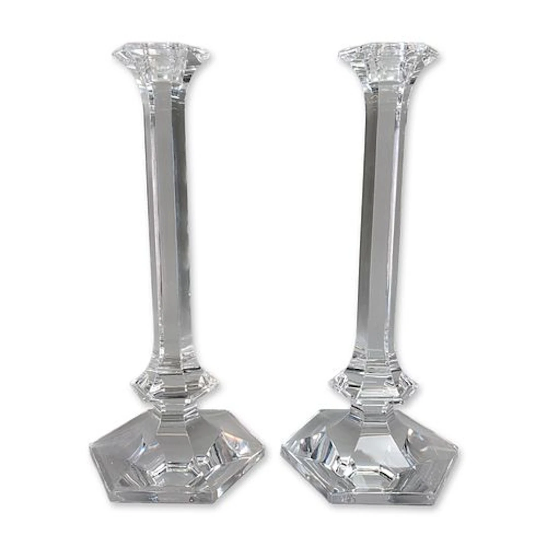 2pc Val Saint Lambert Elysee Crystal Candlesticks