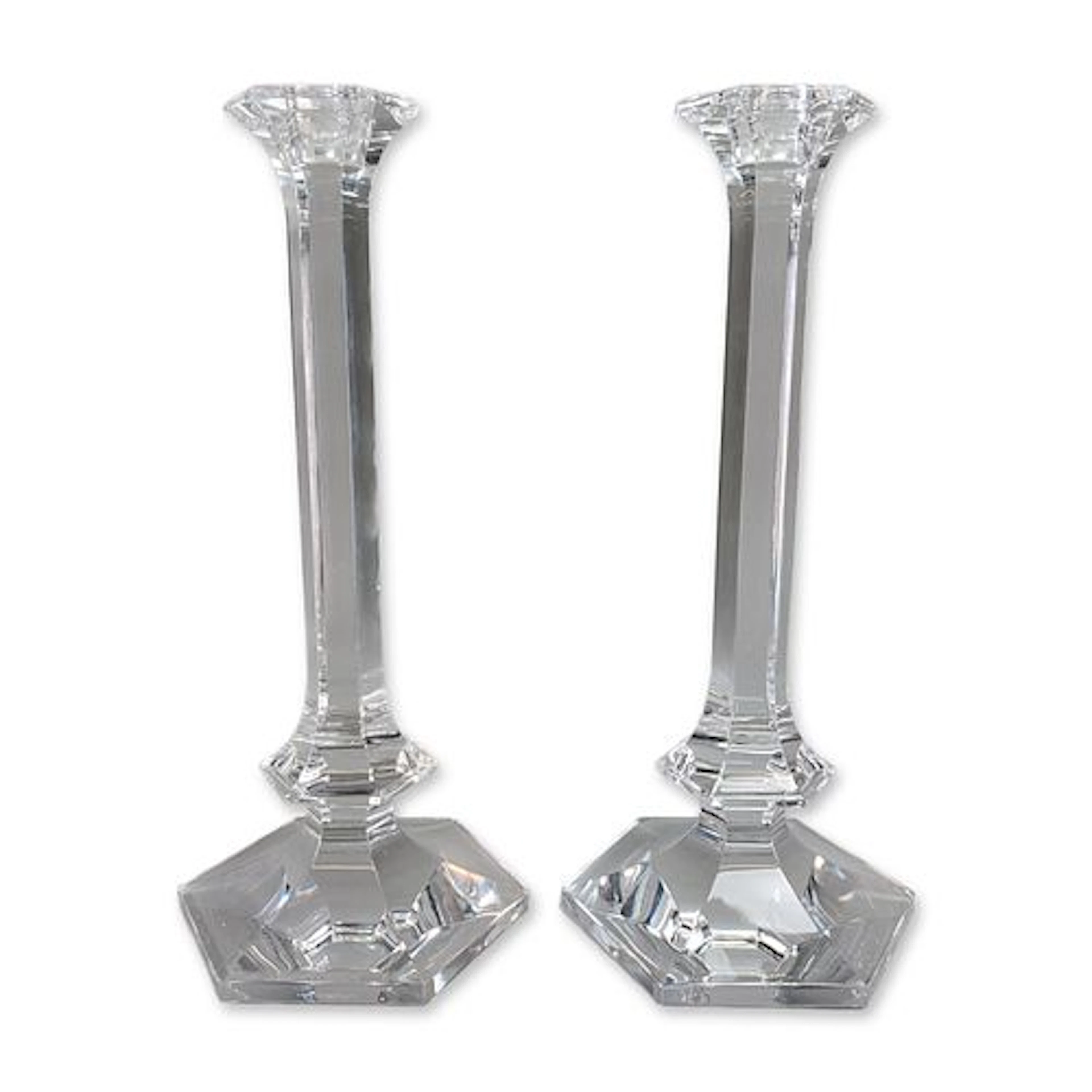 2pc Val Saint Lambert Elysee Crystal Candlesticks