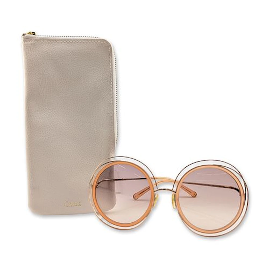 Chloe Carlina Oversized Round Sunglasses with Case