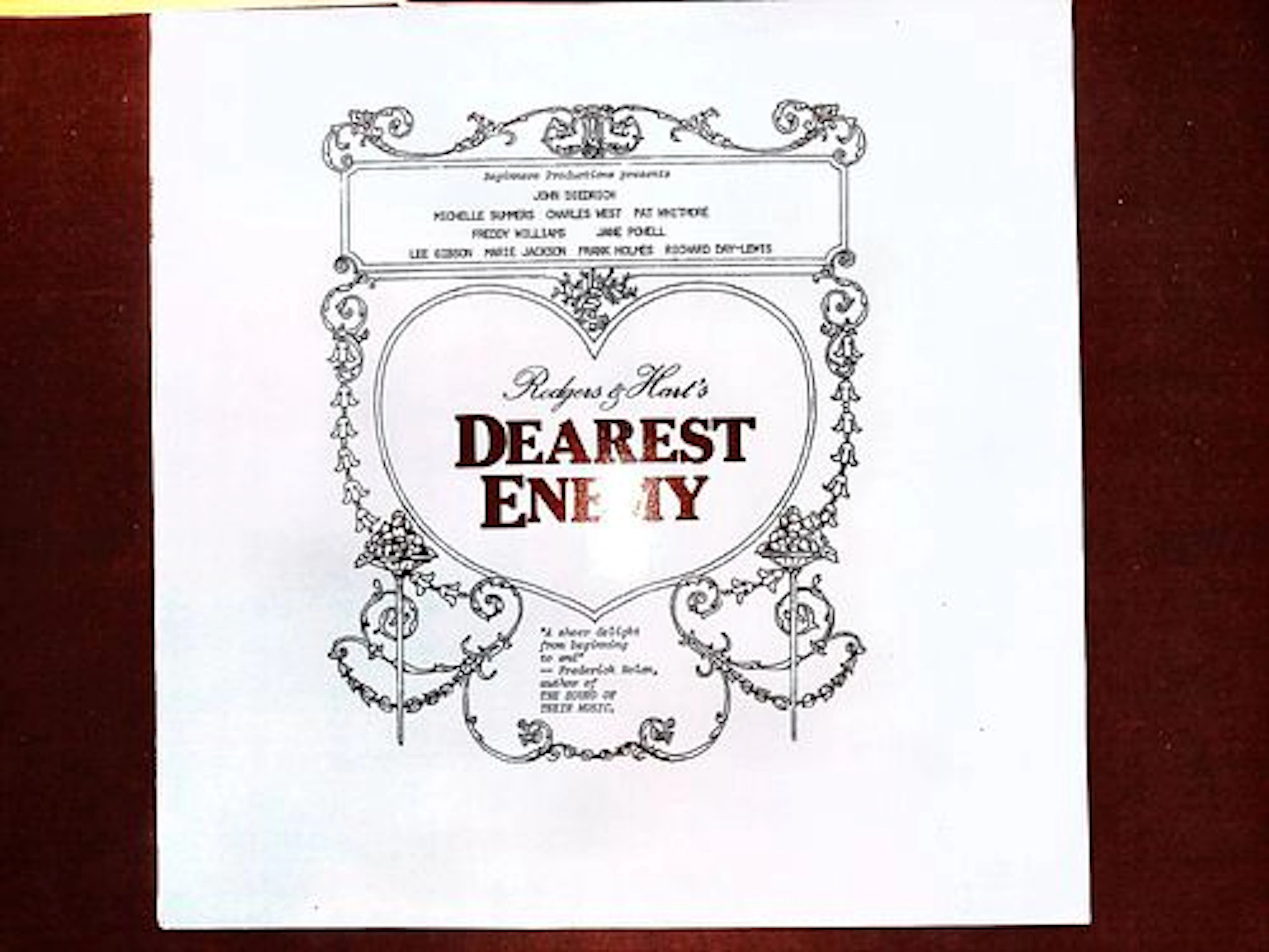Rodgers and Hart Dearest Enemy Studio Cast Recording LP Beginners Records BRP 1