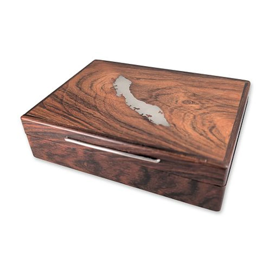 Mid-Century Modern Rosewood Lidded Box with Sterling Silver Inlay