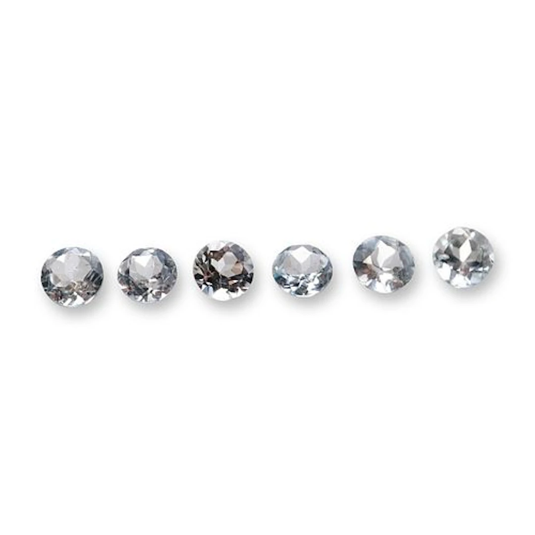 6pc Loose Round Cut Aquamarine Gemstones