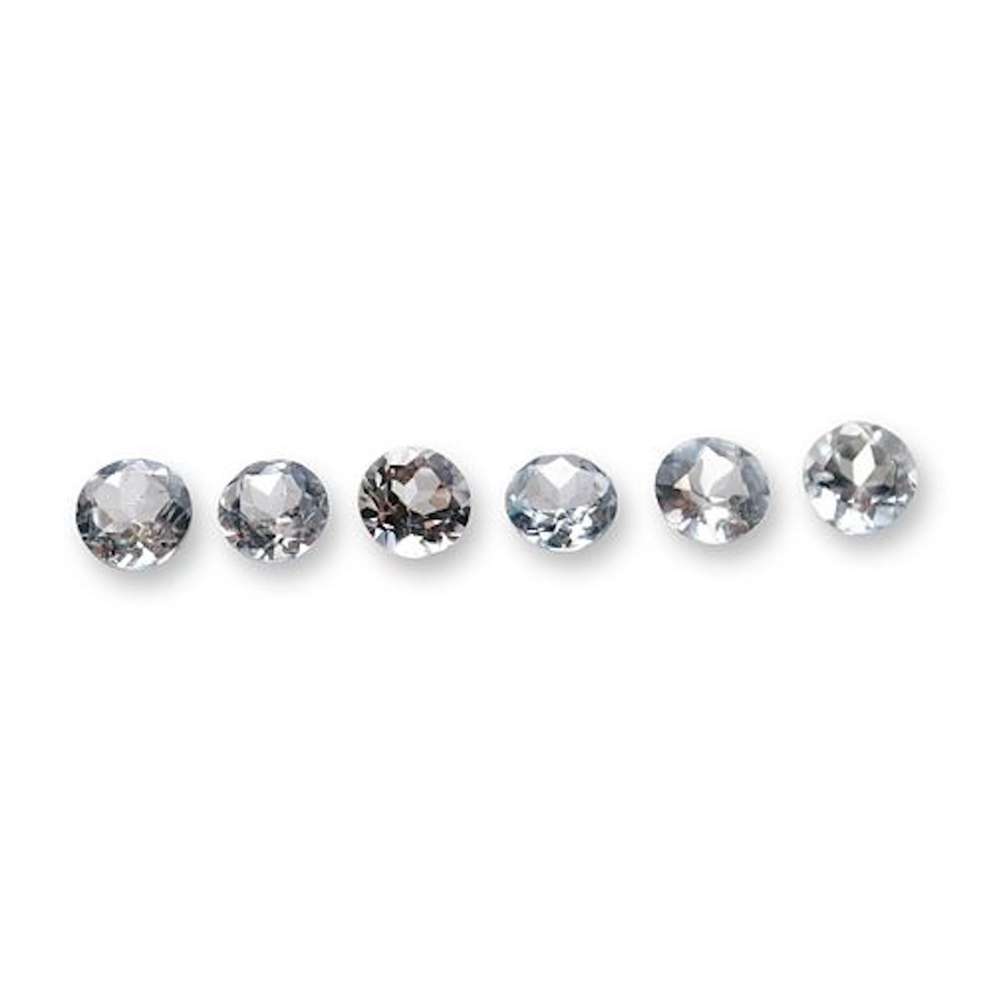 6pc Loose Round Cut Aquamarine Gemstones
