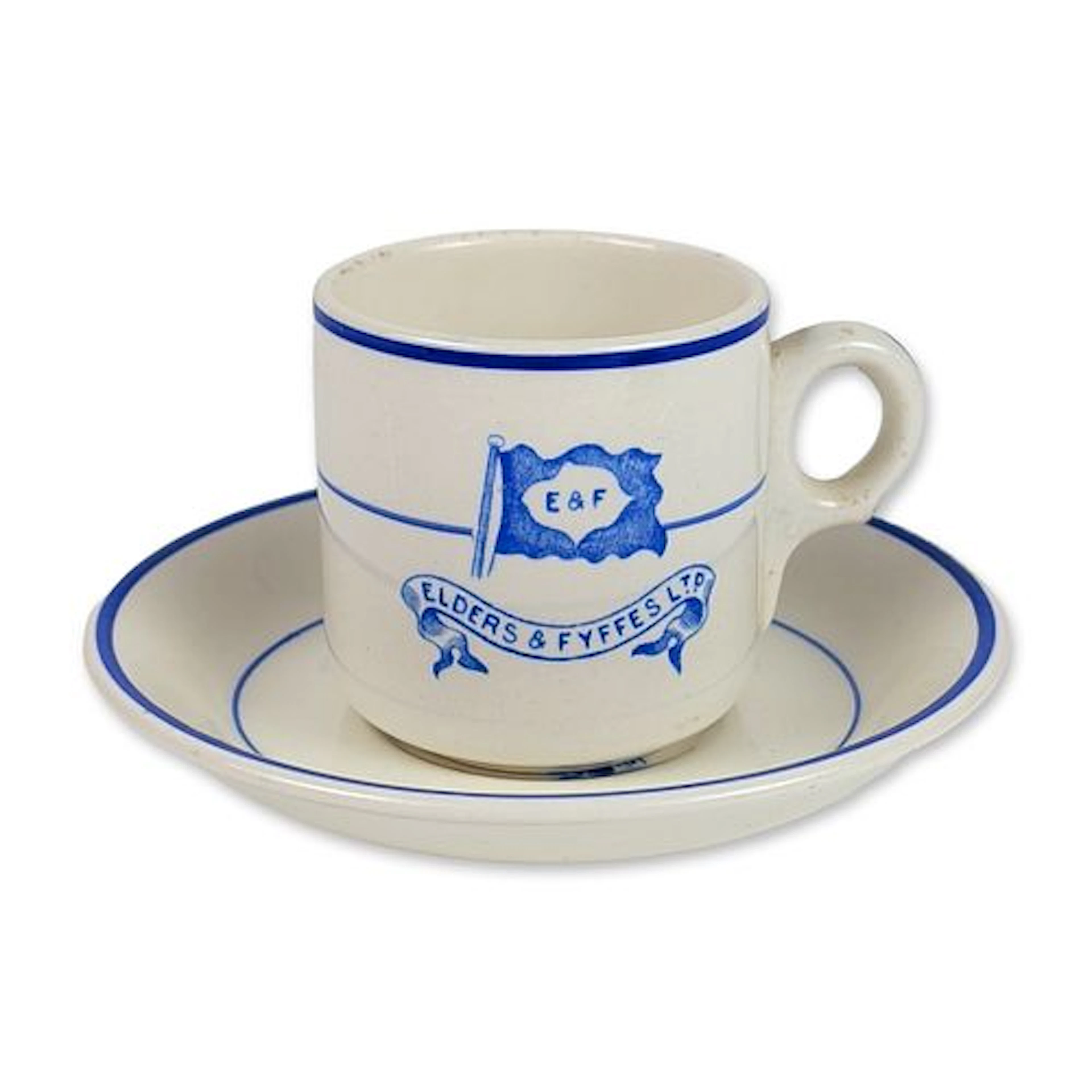 2pc Dunn Bennett Elders & Fyffes Ceramic Cup and Saucer