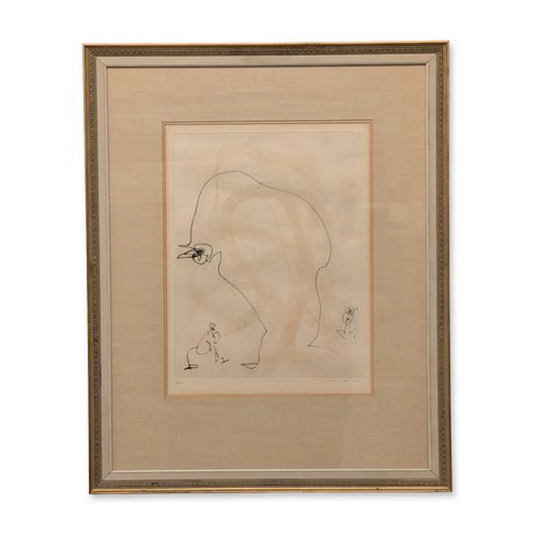 Max Ernst (German, 1891-1976) Color Etching on Arches Paper, Bonjour, Signed
