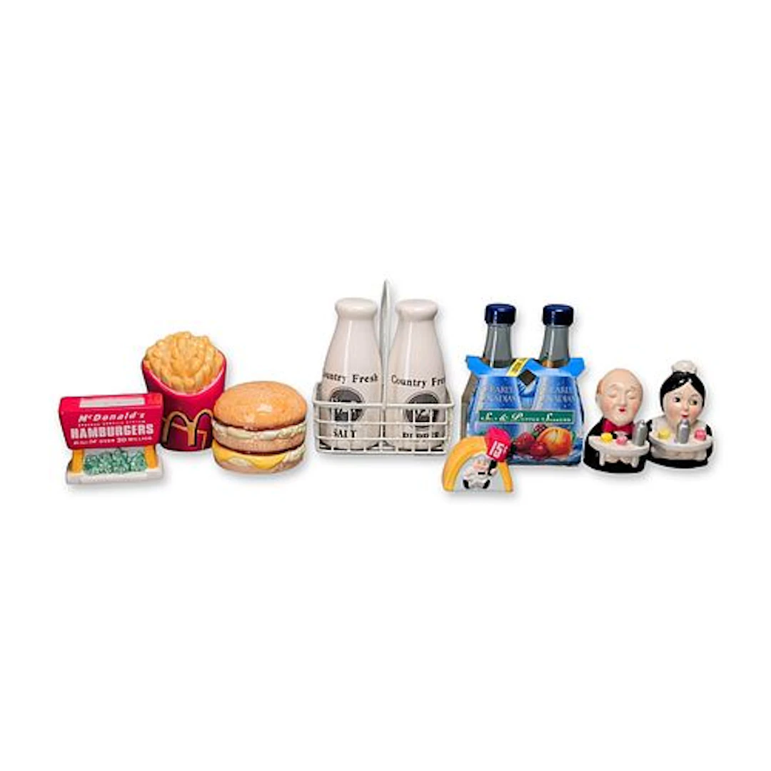 10pc Advertising and Novelty Salt and Pepper Shakers