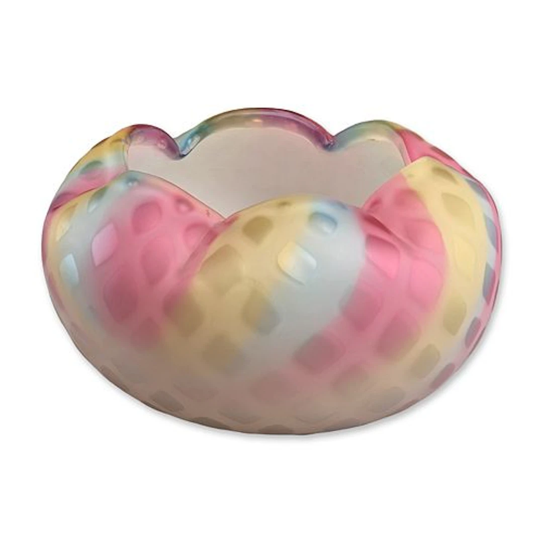 Victorian Rainbow Mother of Pearl Satin Glass Rose Bowl