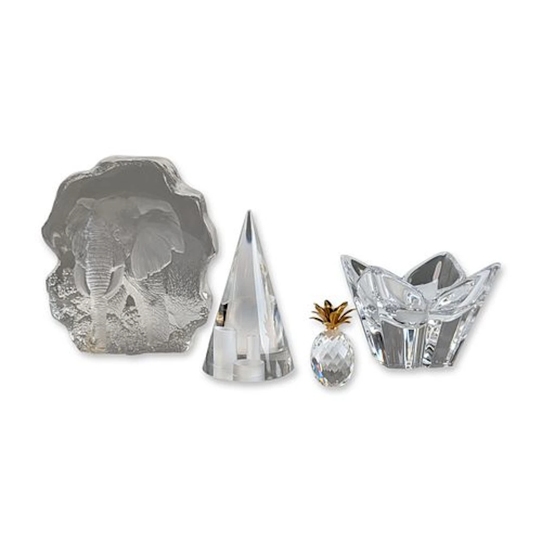 4pc Crystal Collection of Figurines and Bowl including Rosenthal