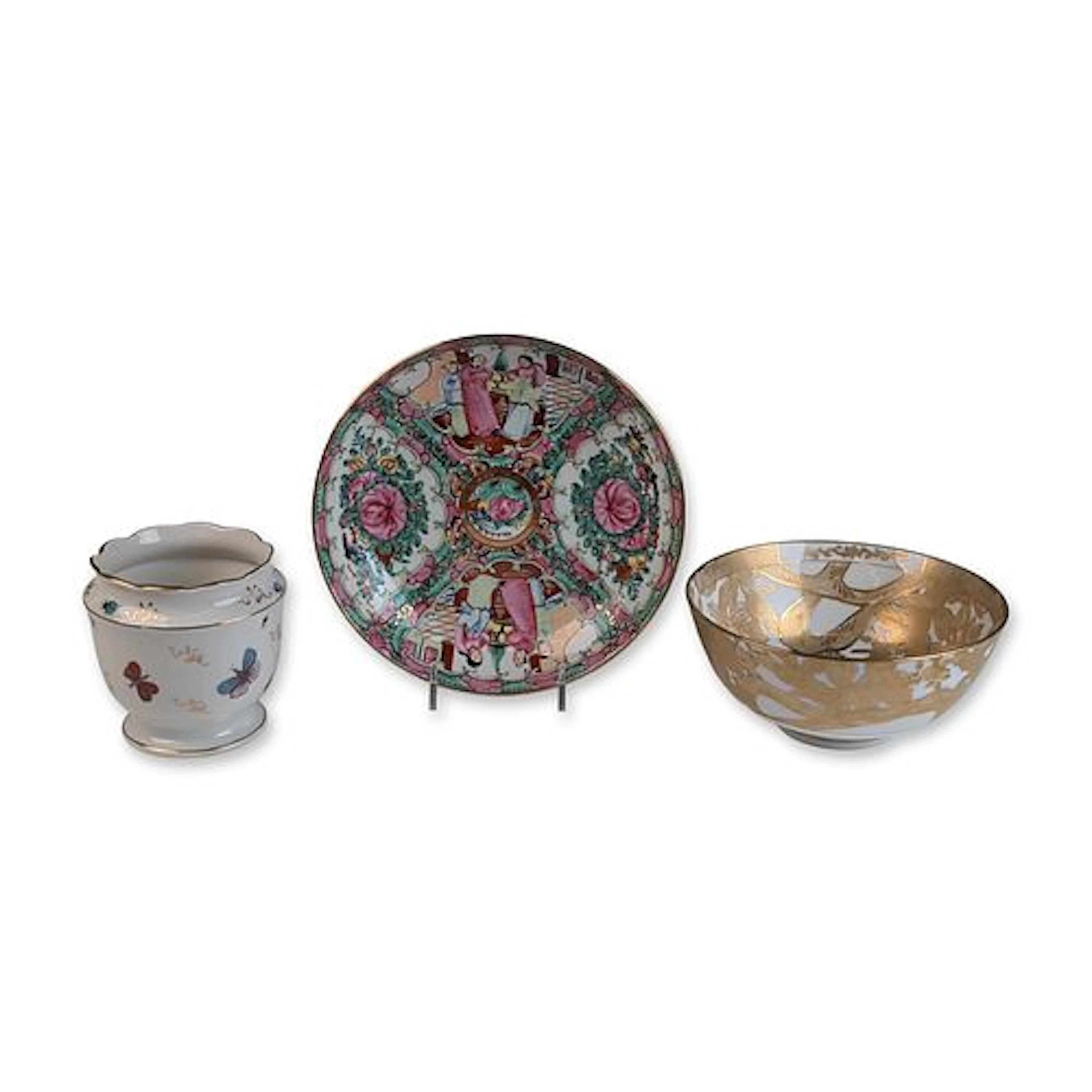 3pc Chinese Export Porcelain Bowls and Vase