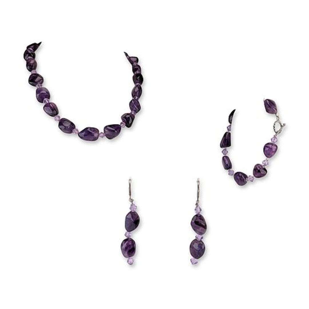 3pc Amethyst and Sterling Silver Jewelry Set