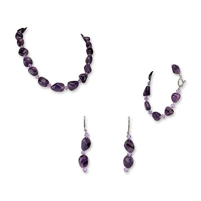 3pc Amethyst and Sterling Silver Jewelry Set