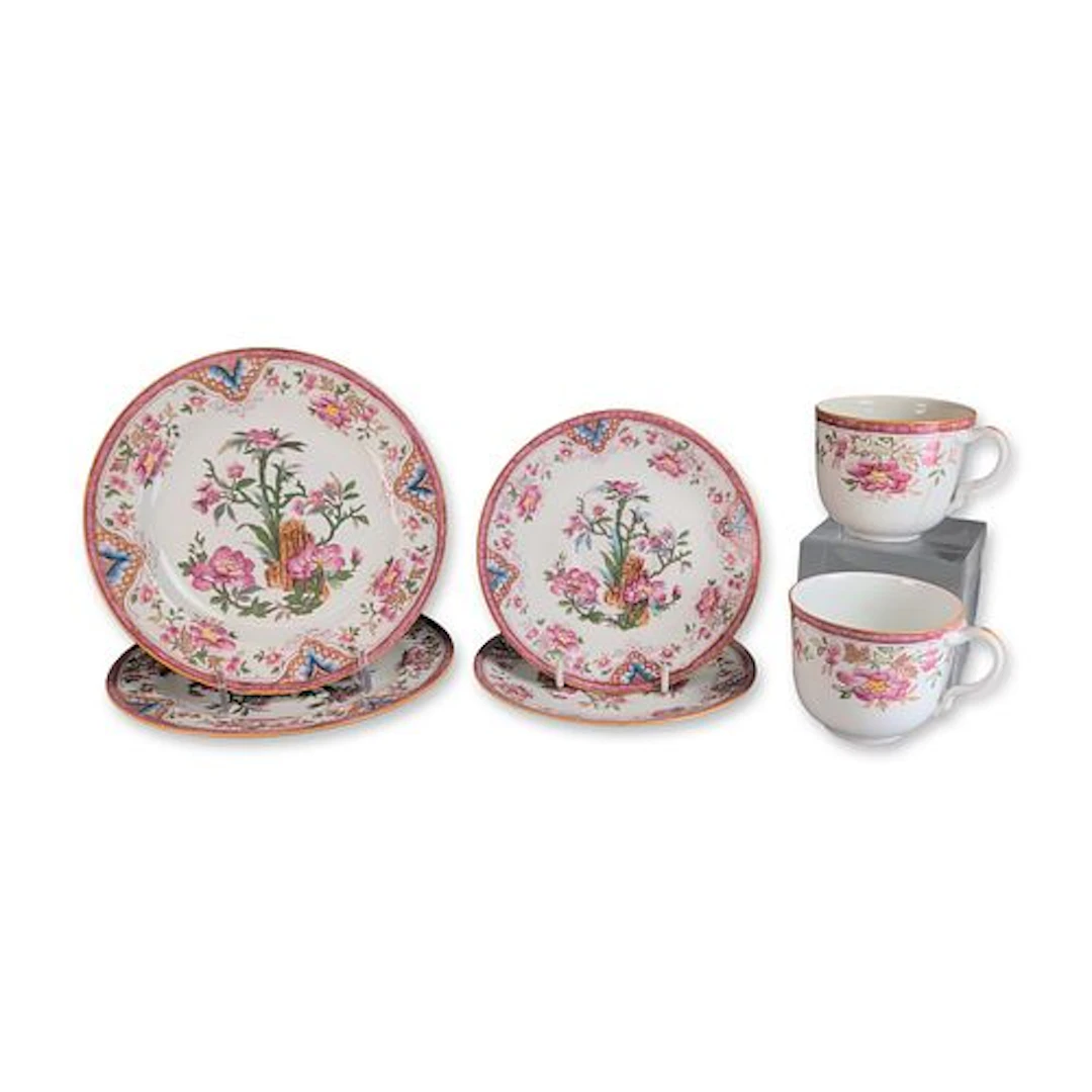 6pc Wedgwood England Chinoiserie Style Porcelain Tea Service