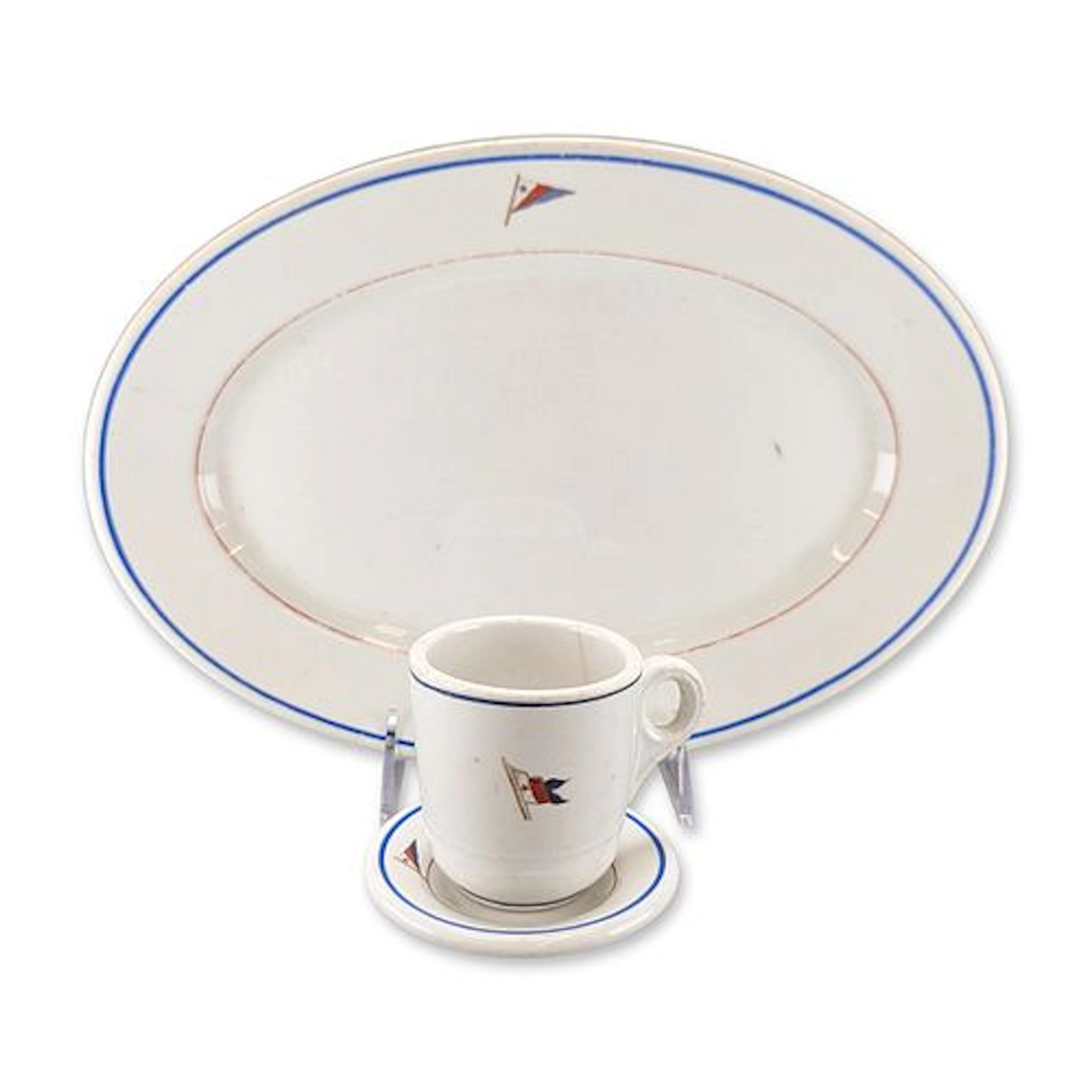 3pc Syracuse China Nautical Theme Vitrified Cup, Saucer and Tray