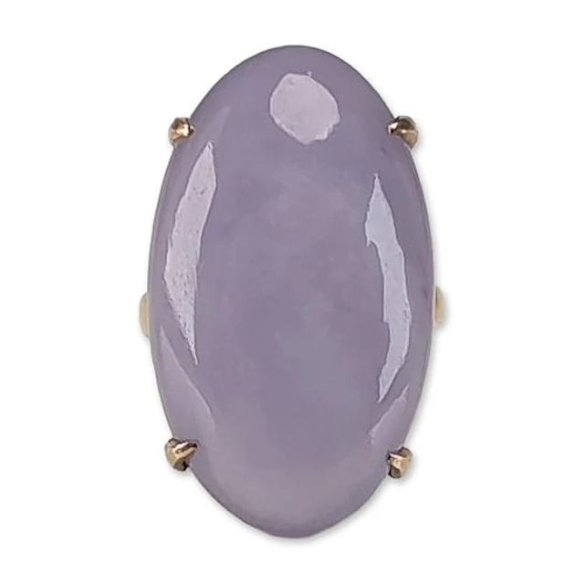 14K Rose Gold Lavender Jade Cabochon Cocktail Ring