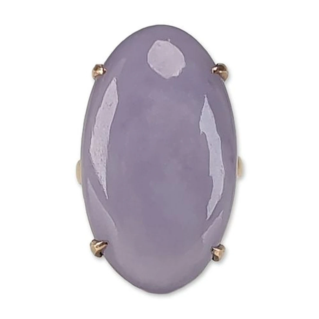14K Rose Gold Lavender Jade Cabochon Cocktail Ring