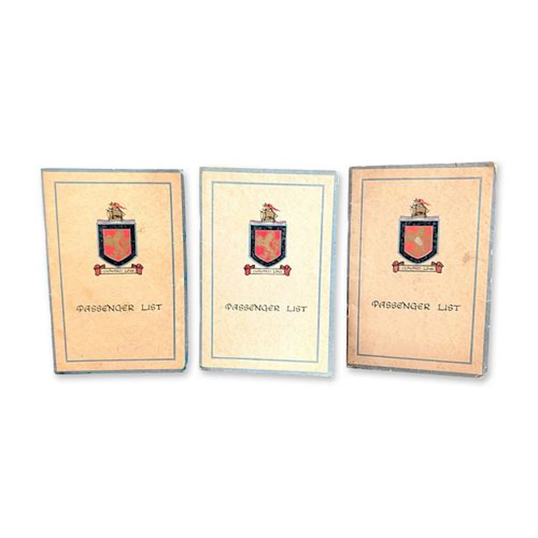 3pc Cunard Line First Class Passenger Lists 1929