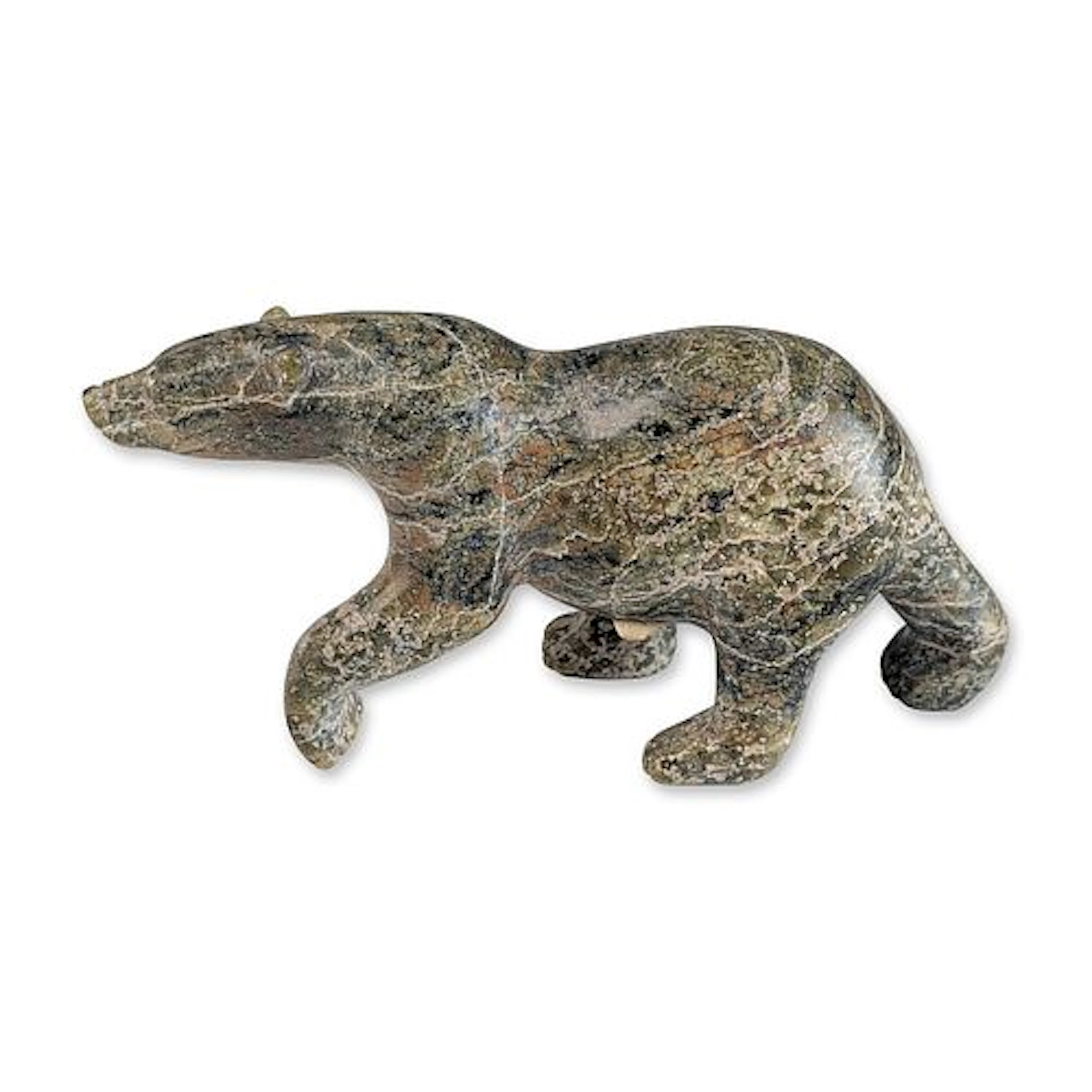 Inuit Serpentine Soapstone Polar Bear Sculpture