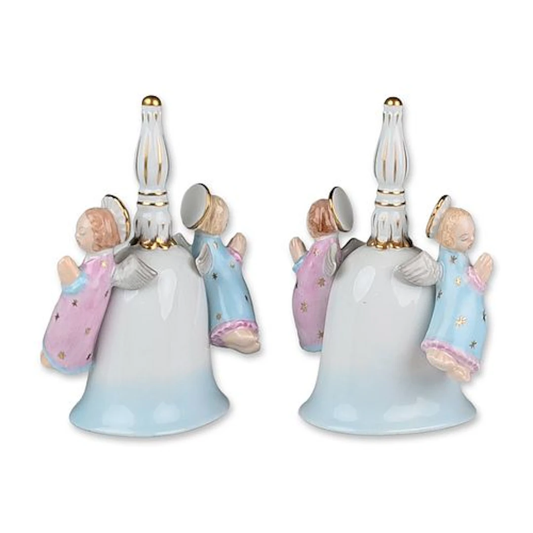 Pair of Herend Hungary Porcelain Angel Bells