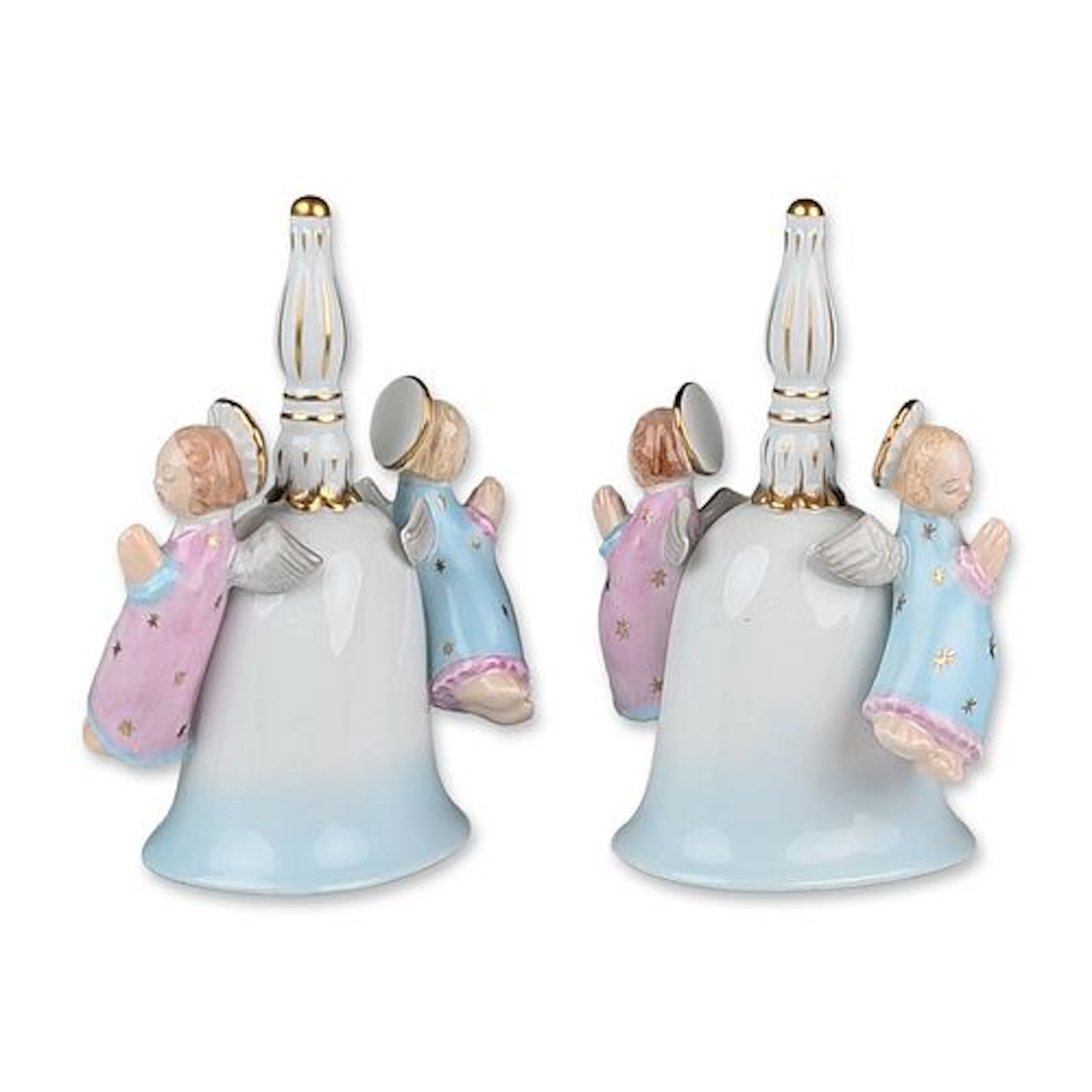 Pair of Herend Hungary Porcelain Angel Bells