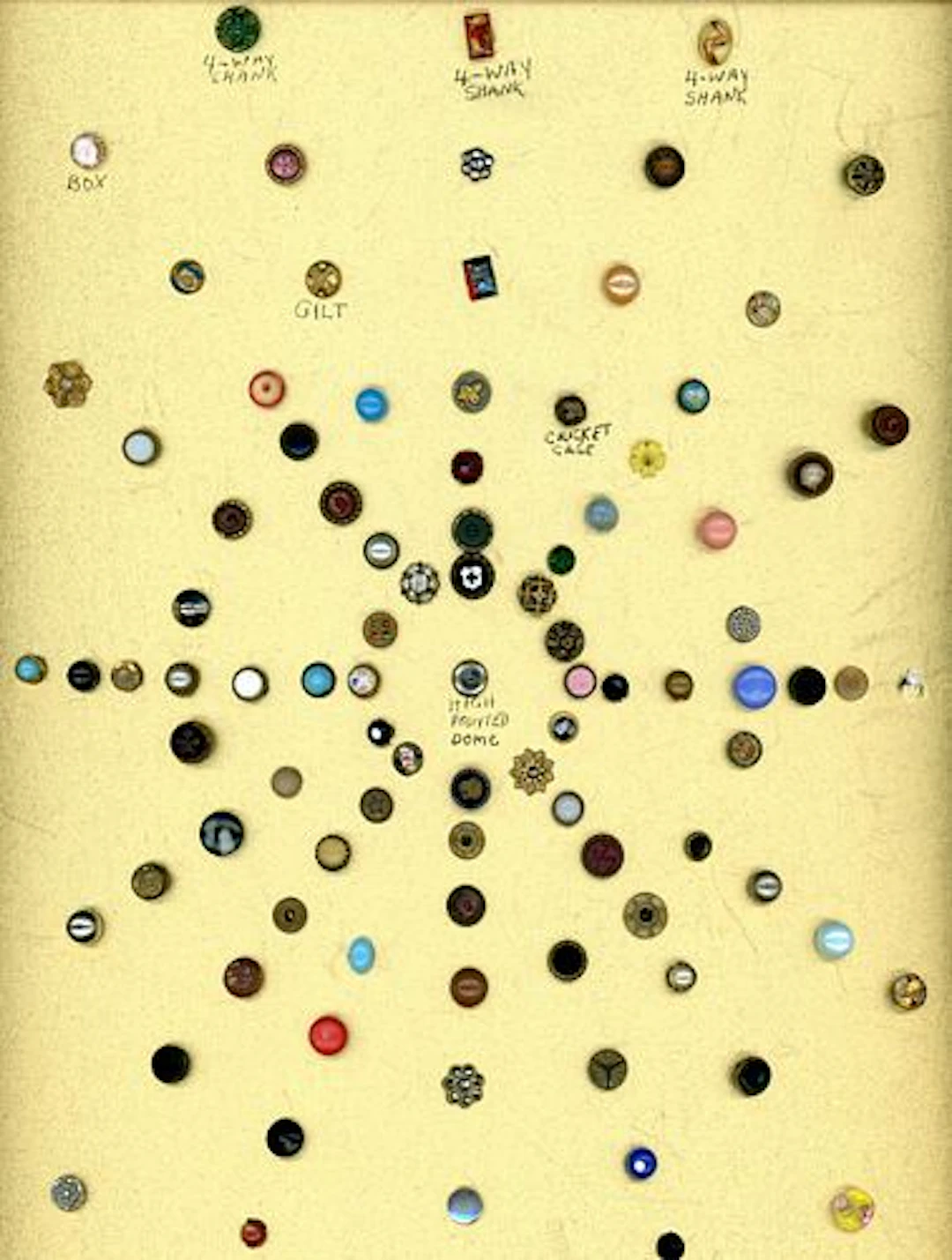 A CARD OF DIVISION ONE "WAISTCOAT" BUTTONS